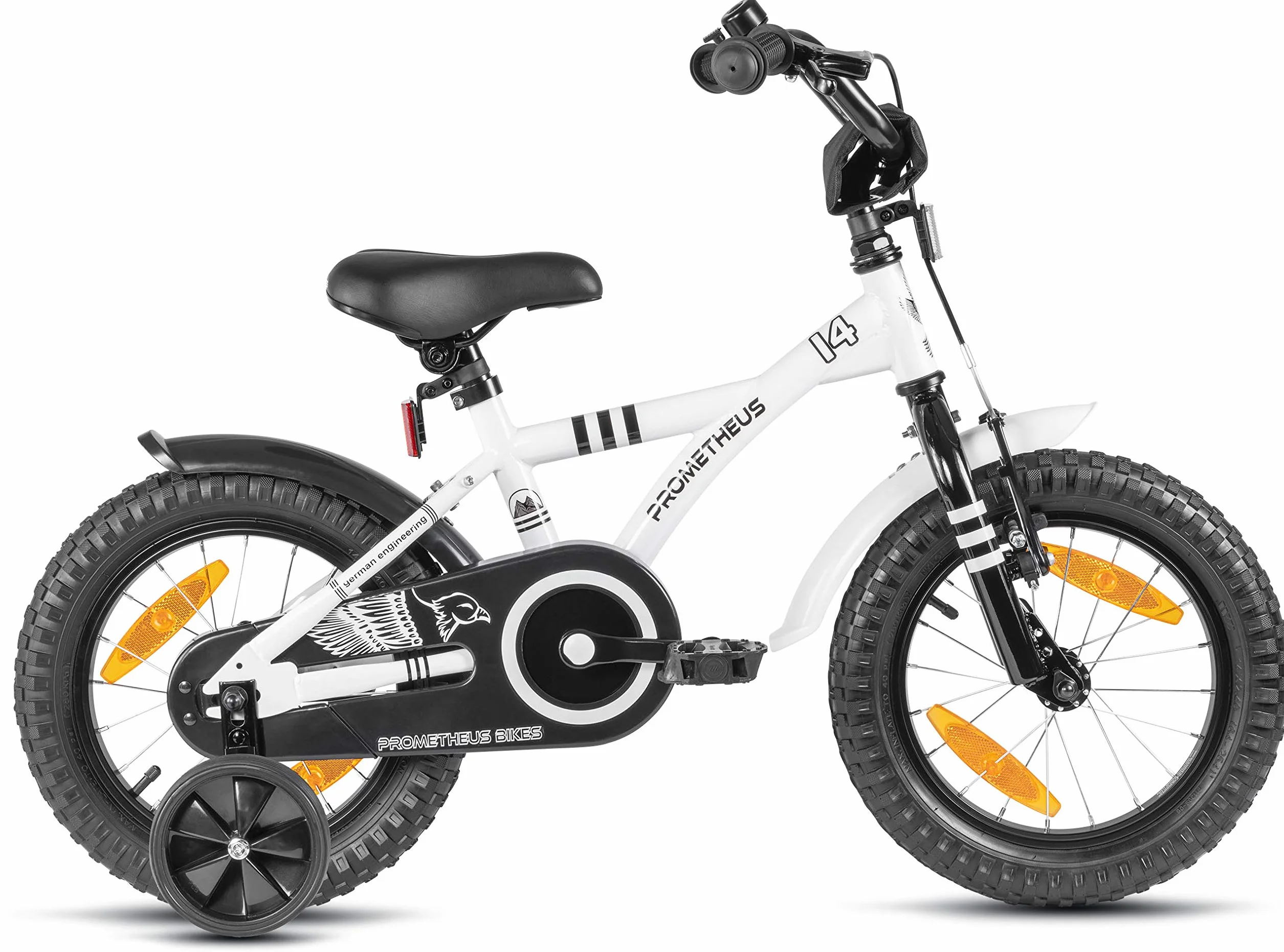 PROMETHEUS BICYCLES Velo Enfant 4 Ans - vélo Fille 14 Pouces a Roulette pour 3 a 5 Ans - Petite Princesse en Blanc