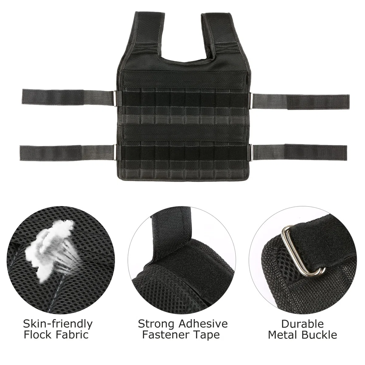 Gilet de Poids de 35 Kg avec Poids de 6 Kg pour les Jambes et 5 Kg pour les Bras, Gilet D'entraînement Réglable avec 32 Poches, Tissu en, Bretelles Absorbant les Chocs,