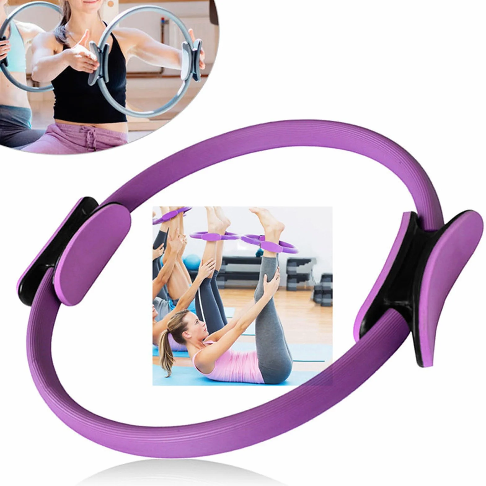 Ensemble Pilates Yoga 6 Pièces — Kit Maison, Accessoires Pilates, Bande de Résistance, Anneaux pour Jambes, Bras et Cuisses (Rose)