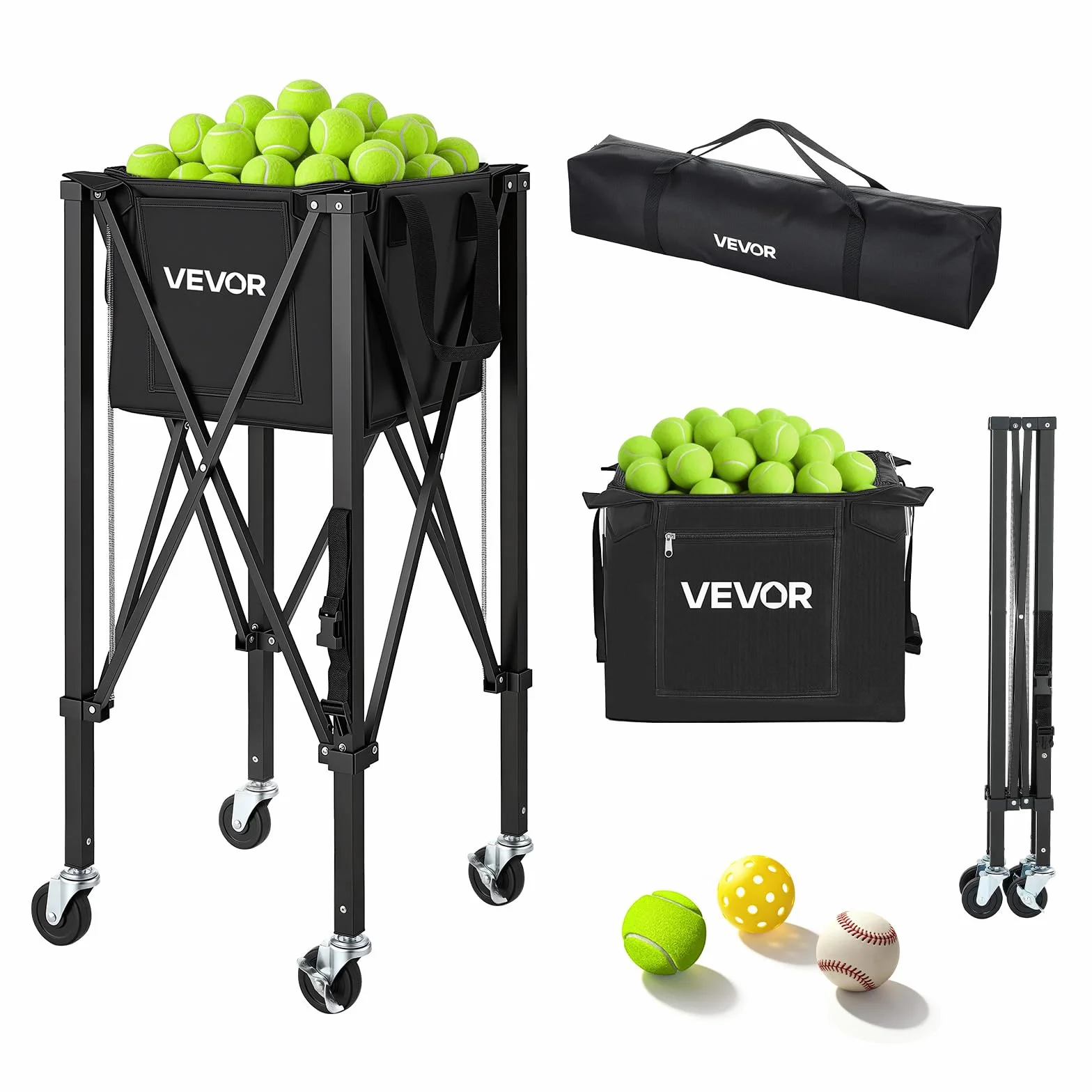 VEVOR Panier à Balles de Tennis avec roulettes, Capacité