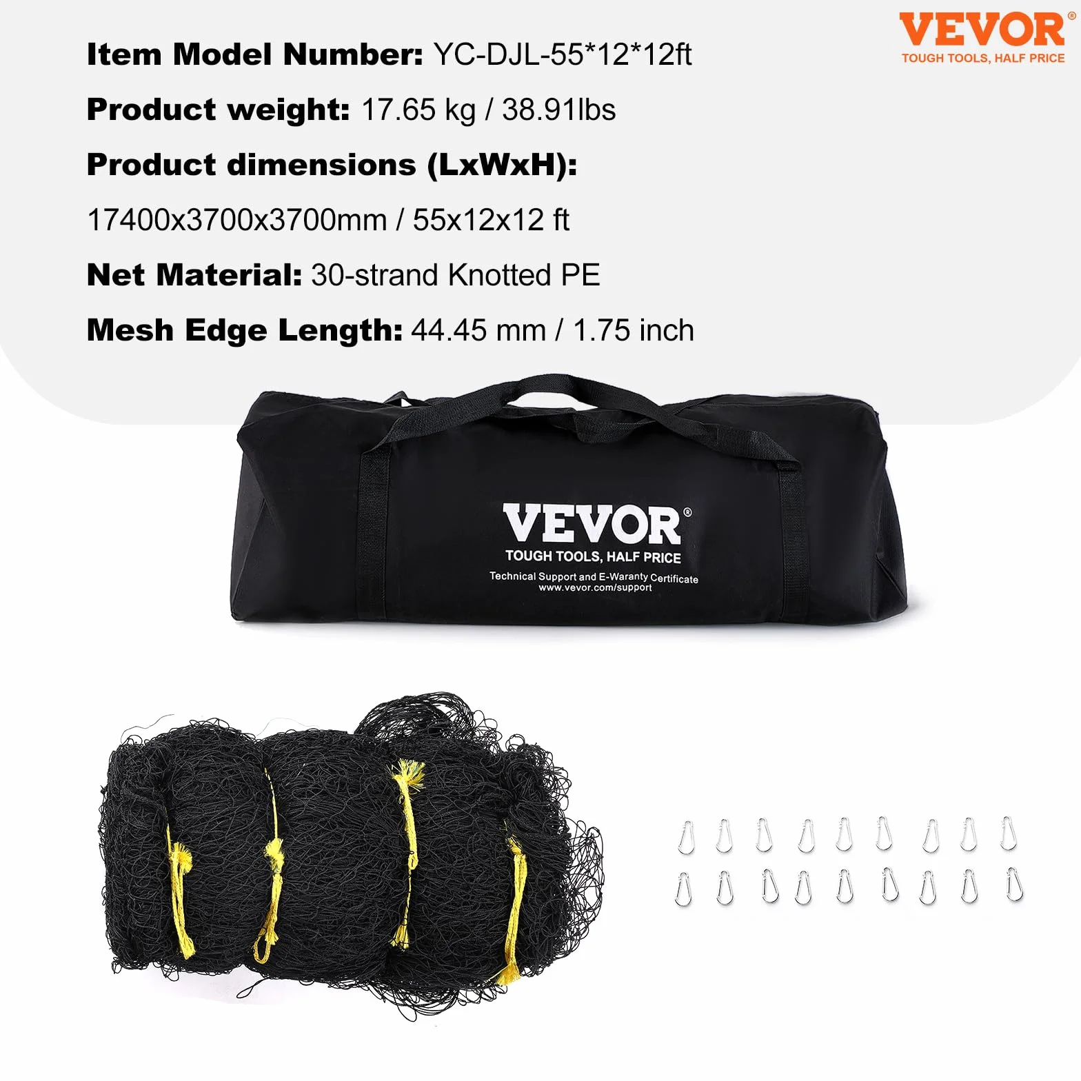 VEVOR Cage Frappeur de Baseball 17,4 m, Filet d'Entraînement Professionnel pour Frappeur de Softball, Cage de Lancer Portable avec Porte et Sac de Transport, Filet en PE Fermé Robuste Extérieur