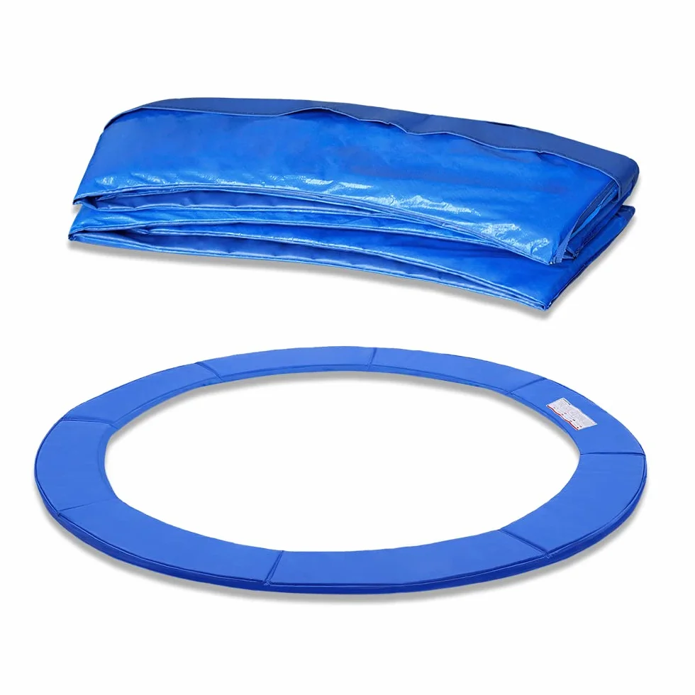 UISEBRT Housse de protection pour trampoline - Diamètre : 244 cm - 305 cm - 366 cm - Résistant aux UV - Anti-déchirures - Accessoire de trampoline - Bleu