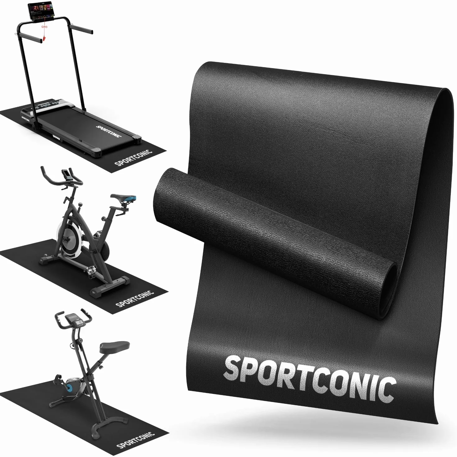 Sportconic Tapis de Protection pour Tapis de Course – Tapis de Sport – pour Bancs de Musculation, Vélos D'appartement et Appareils de Fitness – Tapis de Yoga – 140 x 60cm