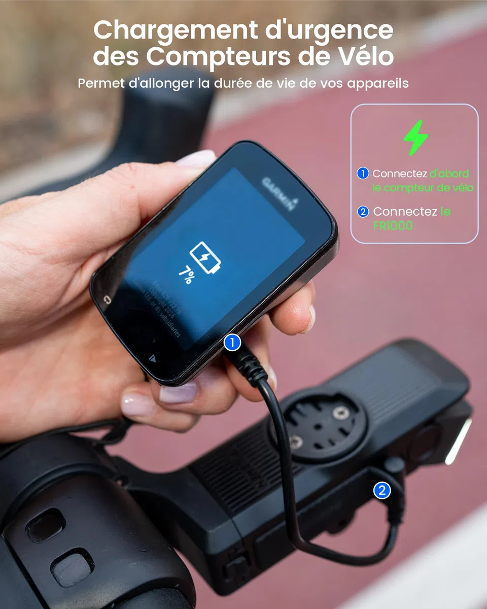 RAVEMEN FR1000 1000 Lumens Phare Avant pour Un éclairage Nocturne et Une Visibilité Diurne Compatible avec Garmin/Wahoo/Bryton Compteurs Vélo, éclairage et Support intégrés, Marche/Arrêt Automatique