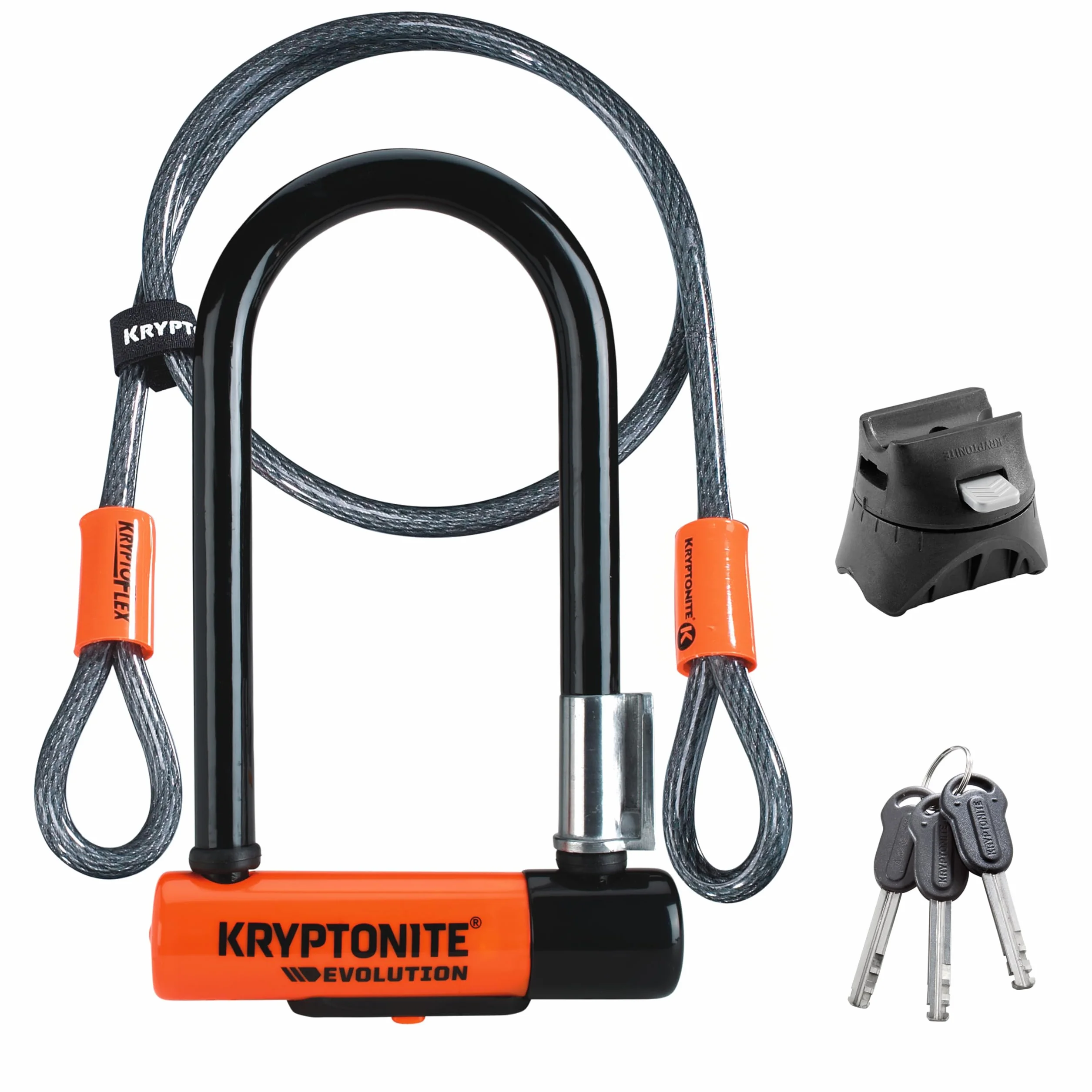 Kryptonite Antivol en U Evolution Mini-7 W/Flex | Antivol Vélo avec Câble Flexible à Double Boucle | Cadenas pour Vélos | Niveau de Sécurité 7/10 | Niveau de Protection Élevé | Dimensions 8,3x15,3 cm