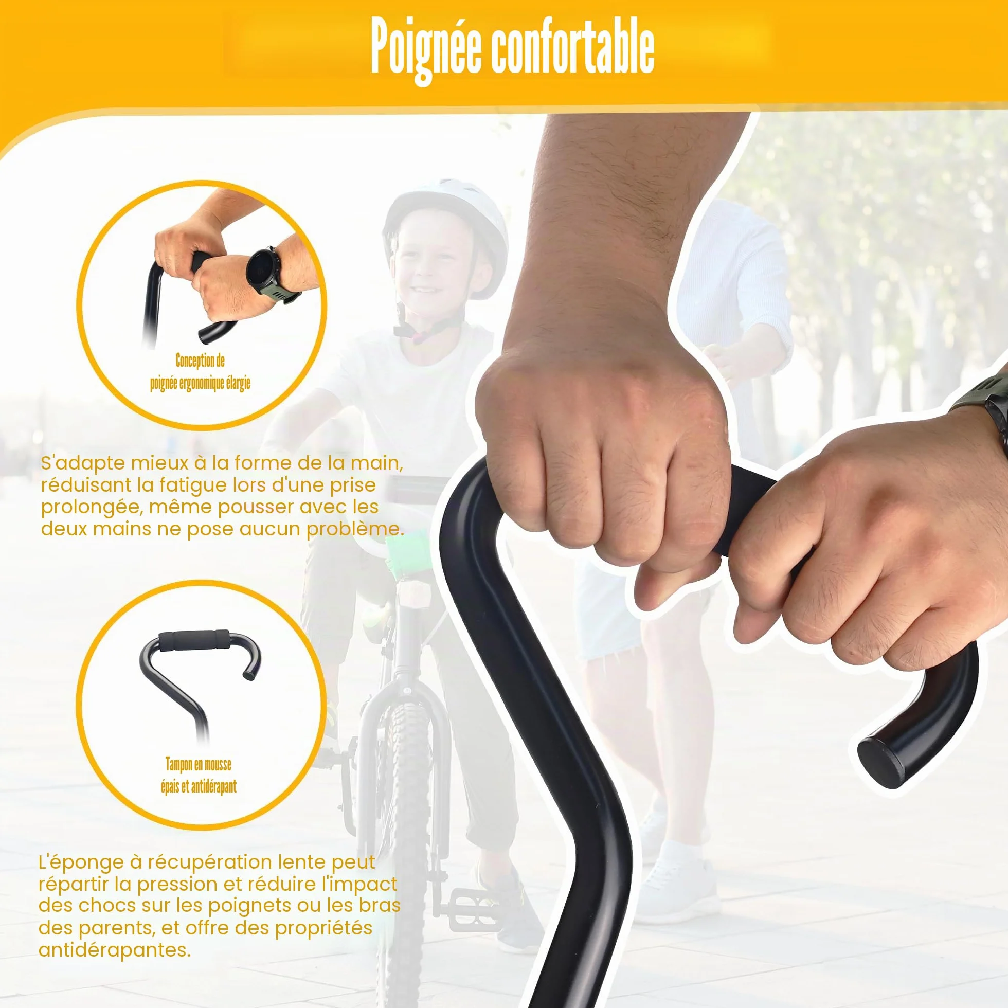 ZUKKA Barre de poussée d'entraînement de vélo pour enfant en alliage d'aluminium