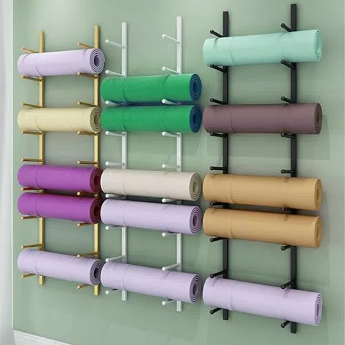 Support de rangement mural en métal pour tapis de yoga, rouleau en mousse, pour la maison, la salle de sport, l'école, le commerce – Support mural pour équipement d'entraînement