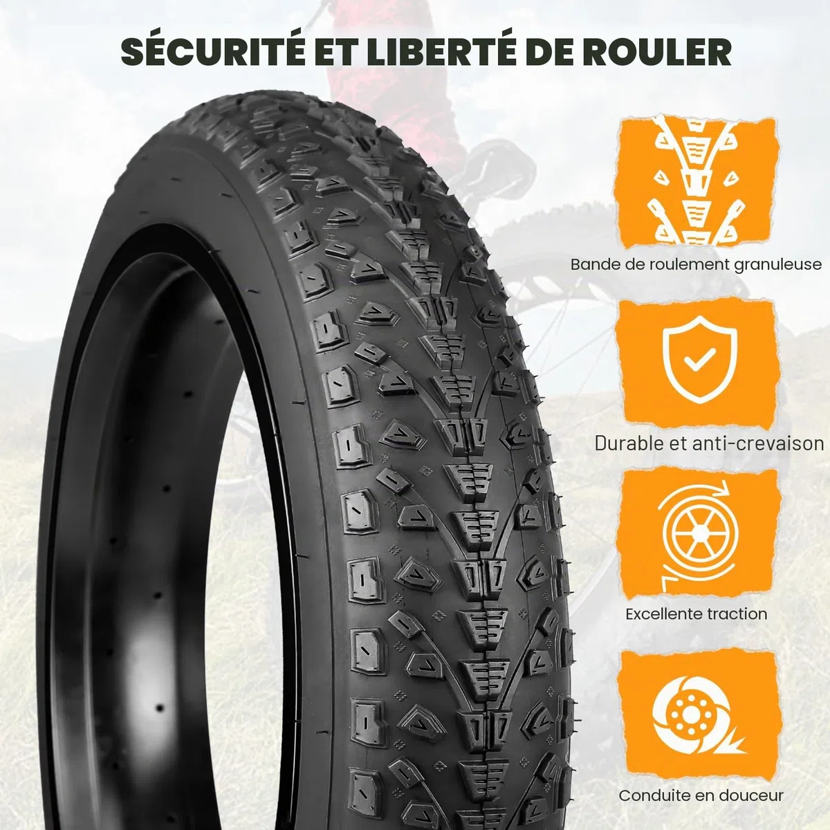 Pneu de vélo 20 x 3,0" Fat E-Bike – Tires 75-406 avec profil antidérapant pour vélos électriques (2 pneus noirs (pneus sans chambre à air uniquement), 20 x 3,0 pouces