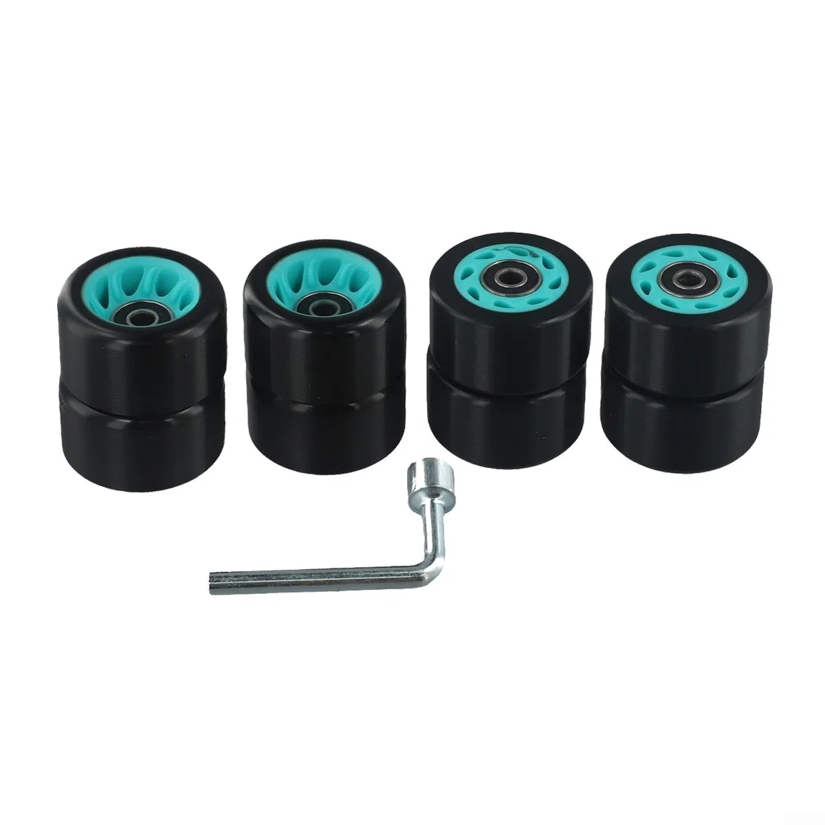 Lot de 8 roues de patins à roulettes pour skateboard à double rangée et quad avec matériau PU et roulements en acier au carbone, adaptées pour les surfaces asphaltées et de parc (noir (bleu (88A))
