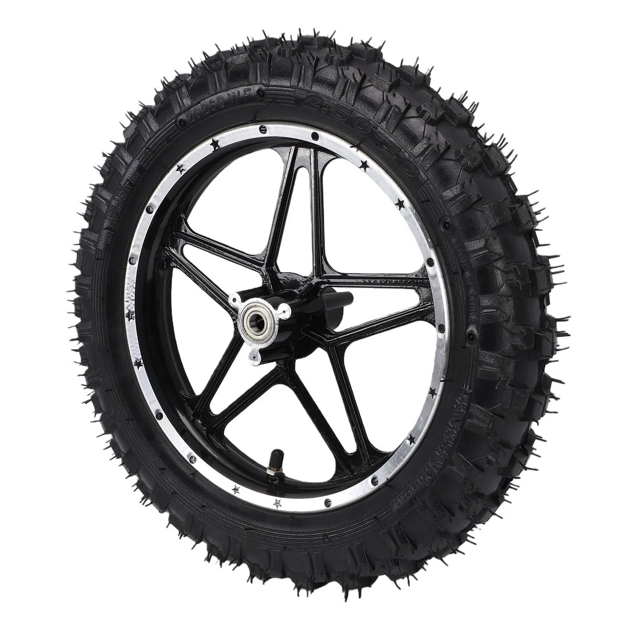 Ausla Jante de Roue de 10 Pouces Assemblage de Pneu, Pneu de Remplacement 2.50 10 Technologie Anti-éclatement pour Mini Pocket Bike Vélo Électrique 49 50ml Dirt *(Traduction D (Devant)