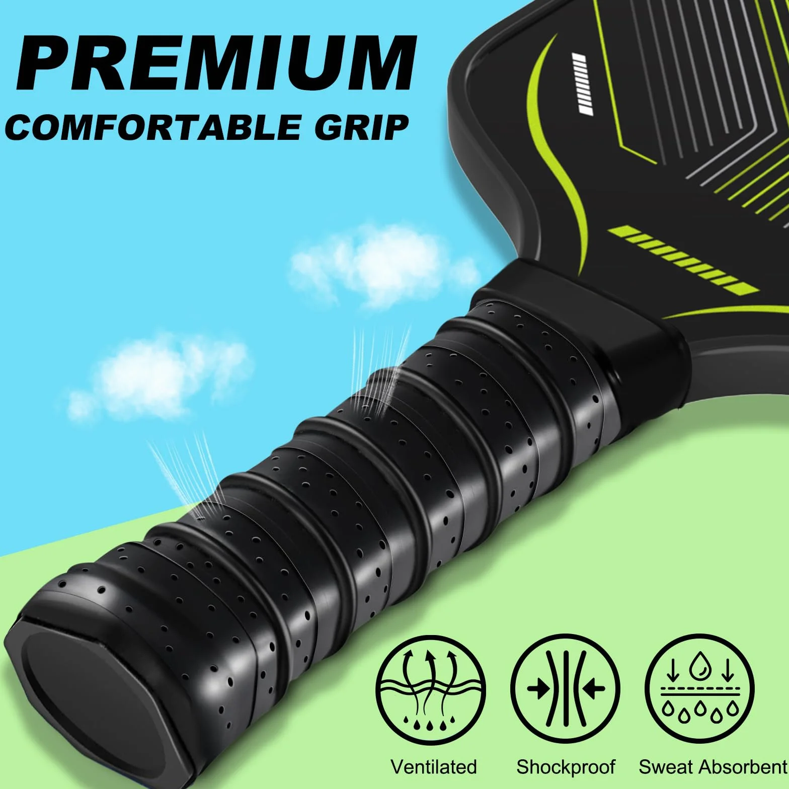 Raquettes Pickleball Set 4 Pièces, Kit Pickleball Complet avec Sac et Balles, Paddles Fibre de Carbone Légères, pour Débutant et Intermédiaire, Intérieur Extérieur