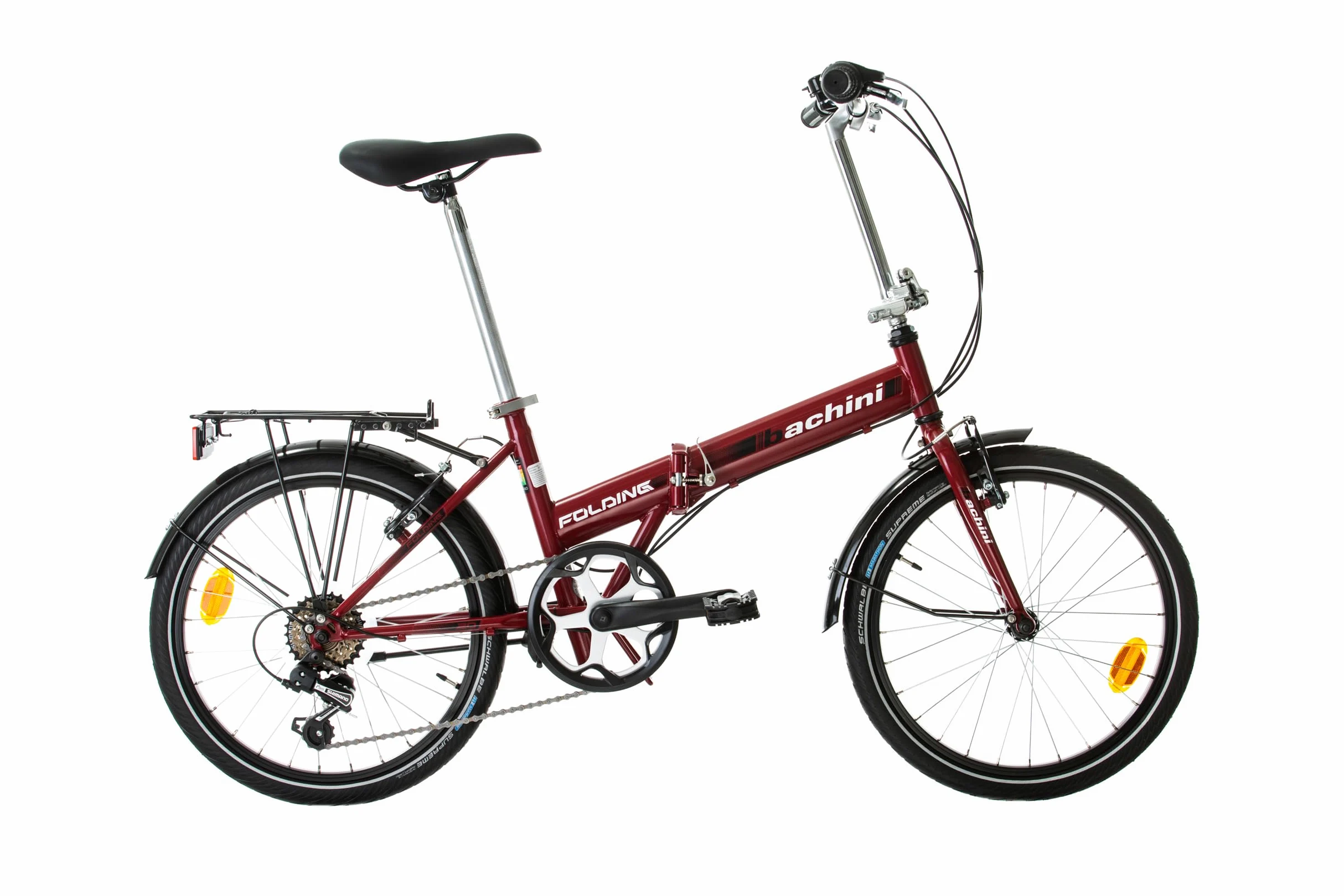 Multibrand Bachini Folding Vélo Pliant Classique 20 Pouces, 6 Vitesses, Frein V-Brake, Garde-Boue, Sonnette, pour Adultes et Adolescents, Convient pour 155–185 cm