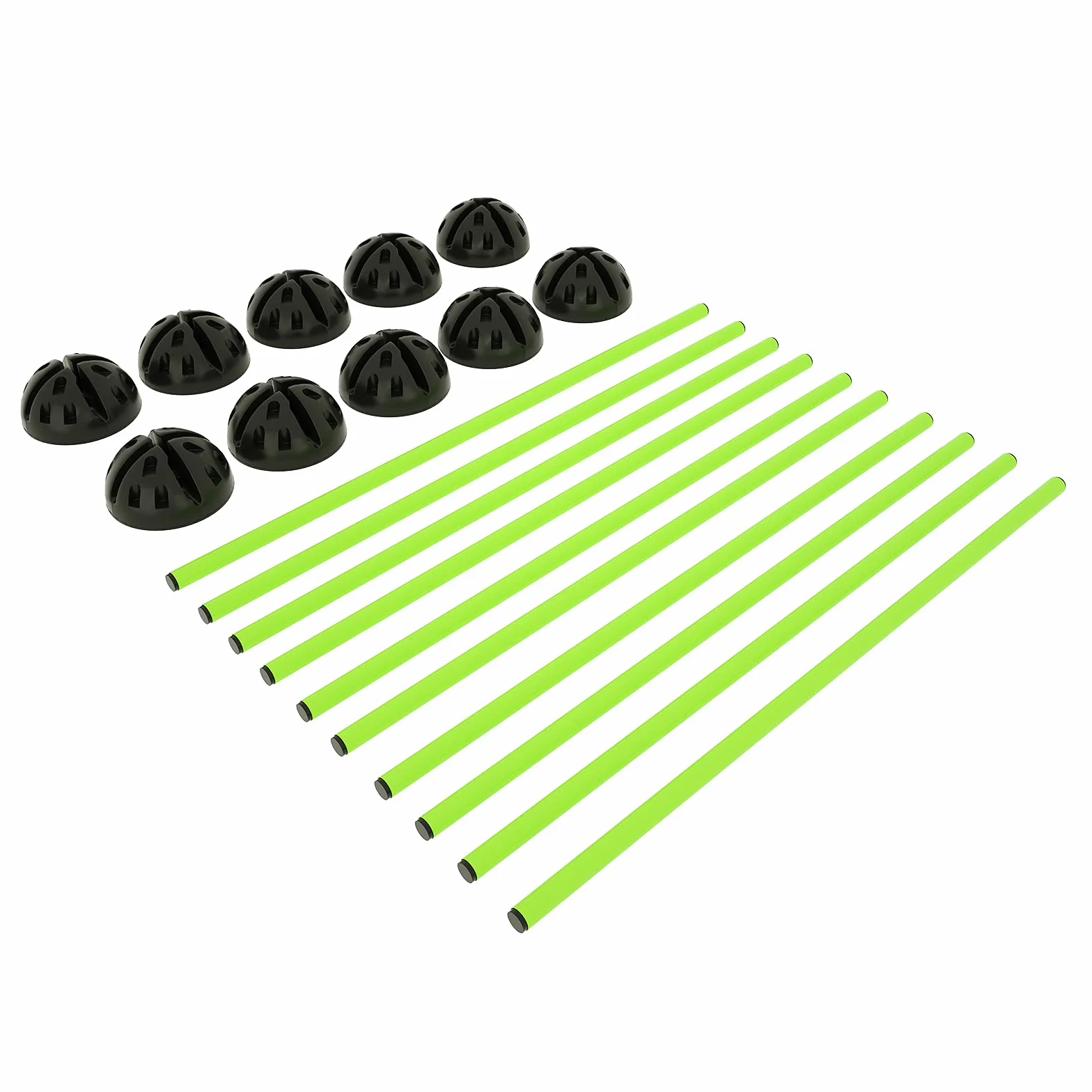YRHome Kit de barres de saut d'entraînement d'agilité 15x100 cm 10 pieds X 10 clips verts