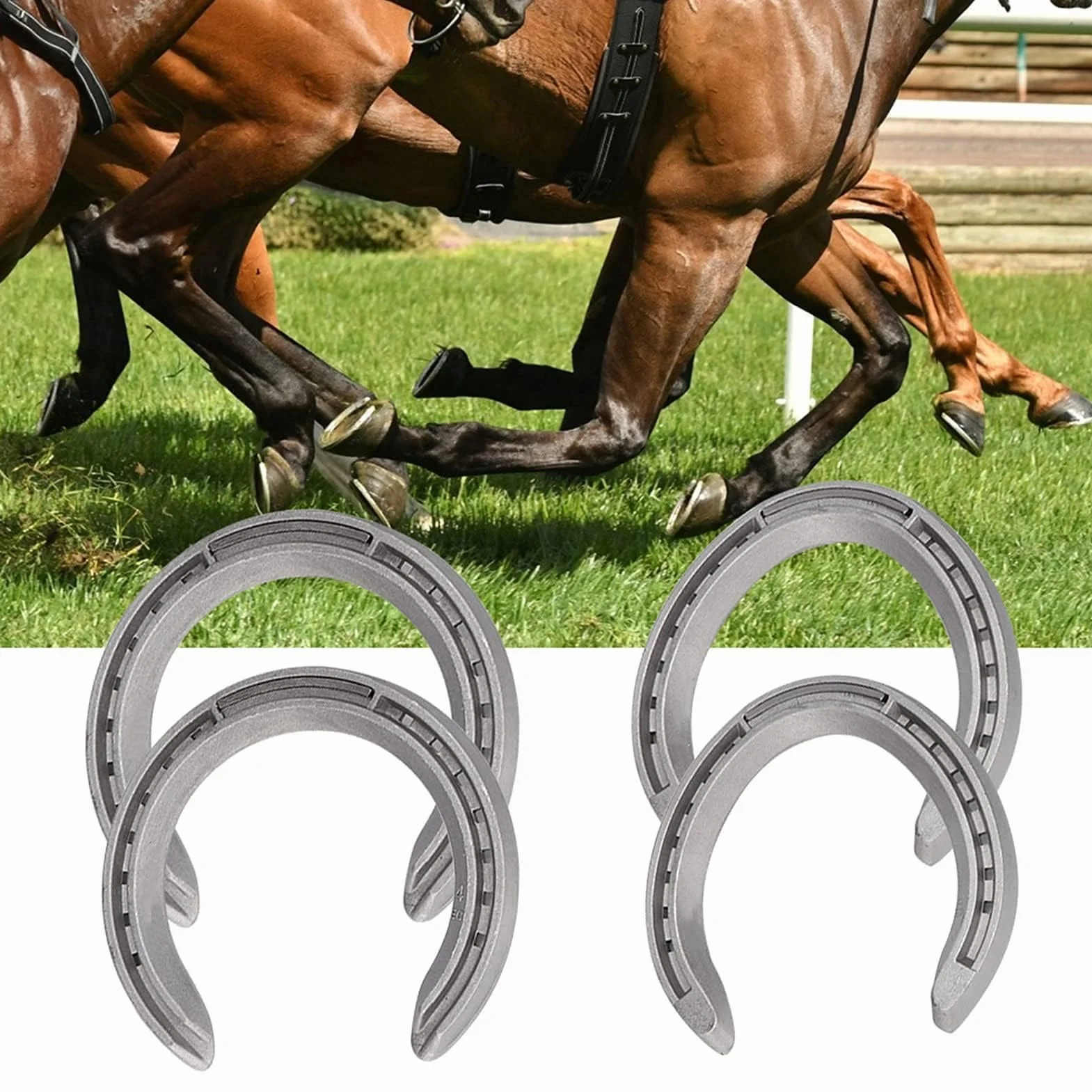 Zerodis Fer à Cheval en Alliage d'Aluminium, Kit de 4 Pièces, Antidérapant, Résistant à l'usure, pour Courses de Chevaux et Équitation