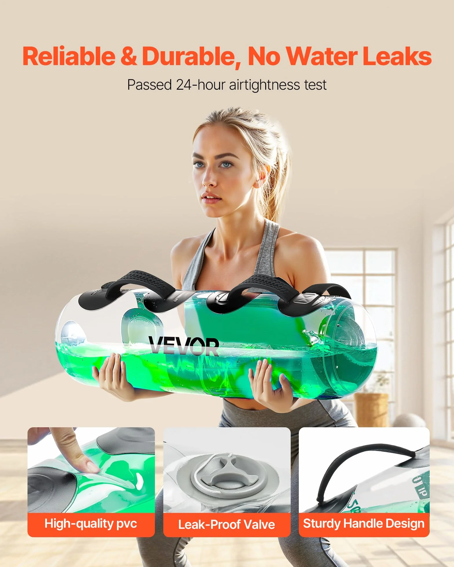 VEVOR Water Weights Aqua Bag Grand sac d'eau pour l'entraînement, équipement d'exercice de stabilité portable réglable et de fitness pour tout le corps, pour entraînement de force et d'équilibre