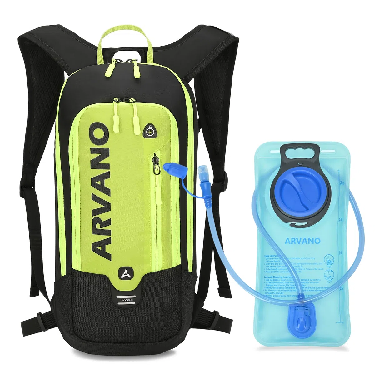 Sac à Dos d’hydratation 6L avec Poche à Eau 2L, Sac vélo et VTT léger, Respirant avec Sangles réglables, idéal pour randonnée et Course à Pied, Homme Femme