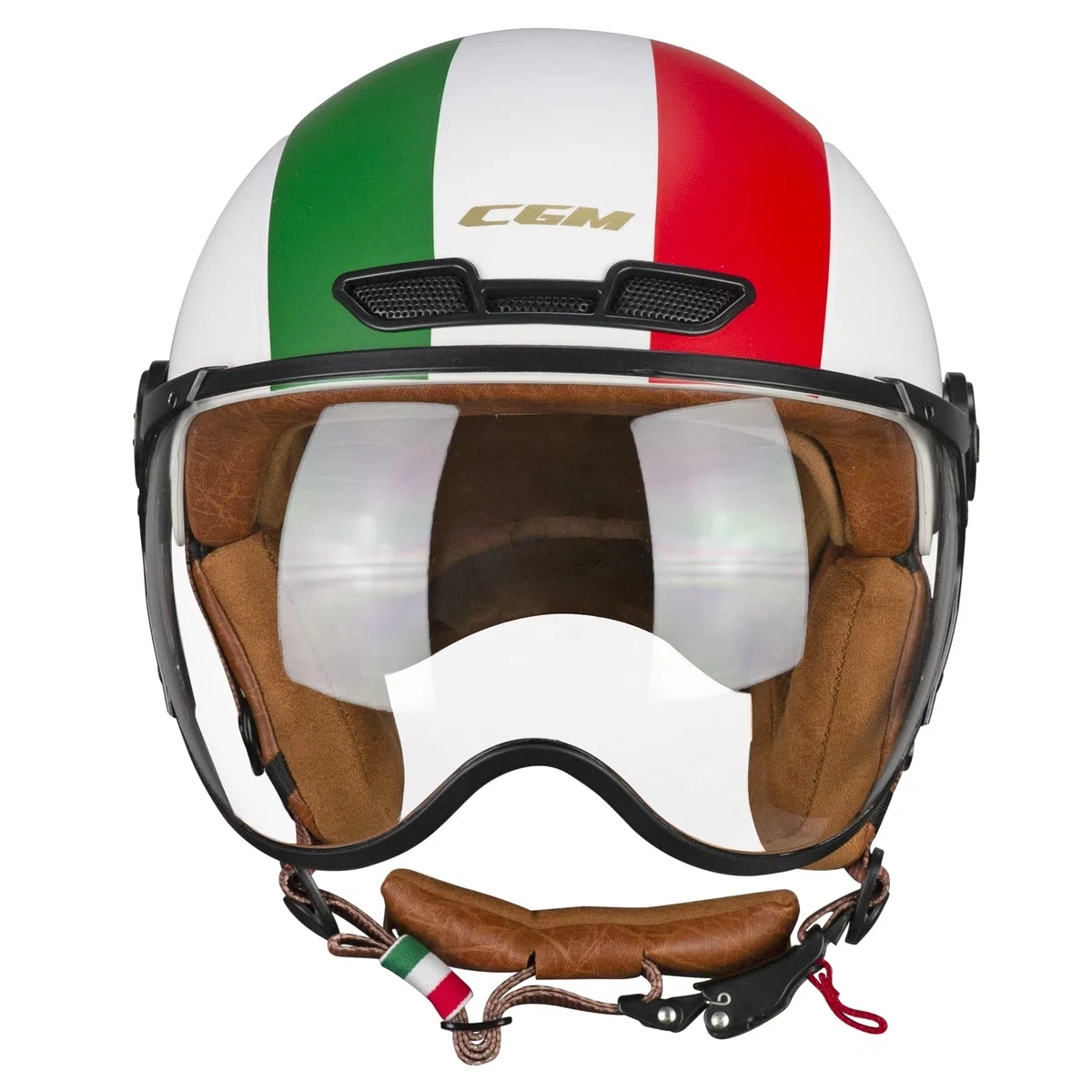 CGM EBI Casque de Ski Unisexe Adulte, Blanc Vert Rouge Mat, S (55-56cm)