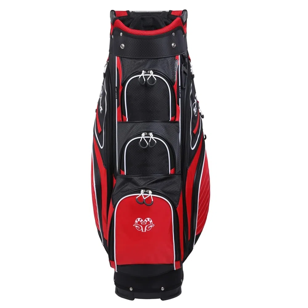 Ram Sac DE Golf ACCUBAR pour Chariot avec 14 Compartiments, Noir/Rouge