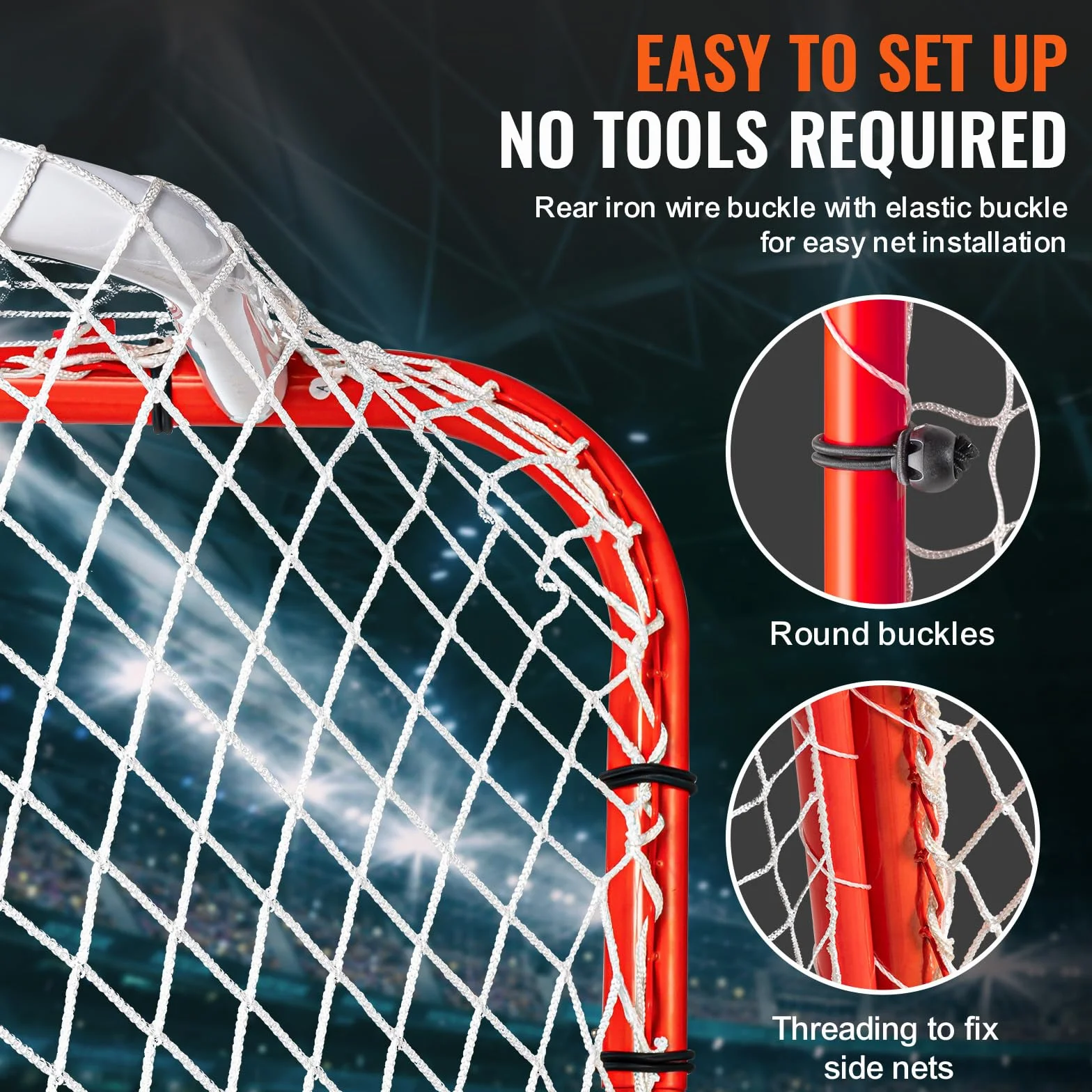 VEVOR But de Hockey avec Pare-Ballons et Cibles, Filet de Hockey 183 cm, Ensemble d'Entraînement de Hockey Professionnel en Acier, Portable, Assemblage Facile, Intérieur Extérieur, Blanc/Rouge