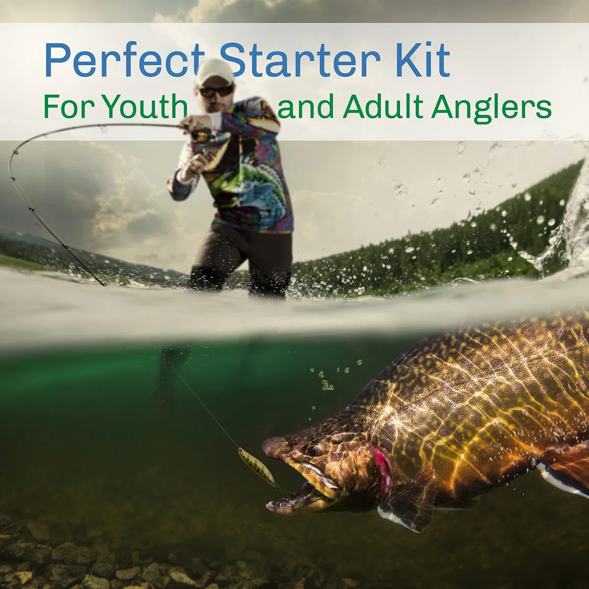 Wakeman Fly Fishing Rod and Reel Combo Starter Kit Ensemble Canne Moulinet avec étui de Transport, Mouches et Ligne de pêche Noir Adulte Unisexe, 35"