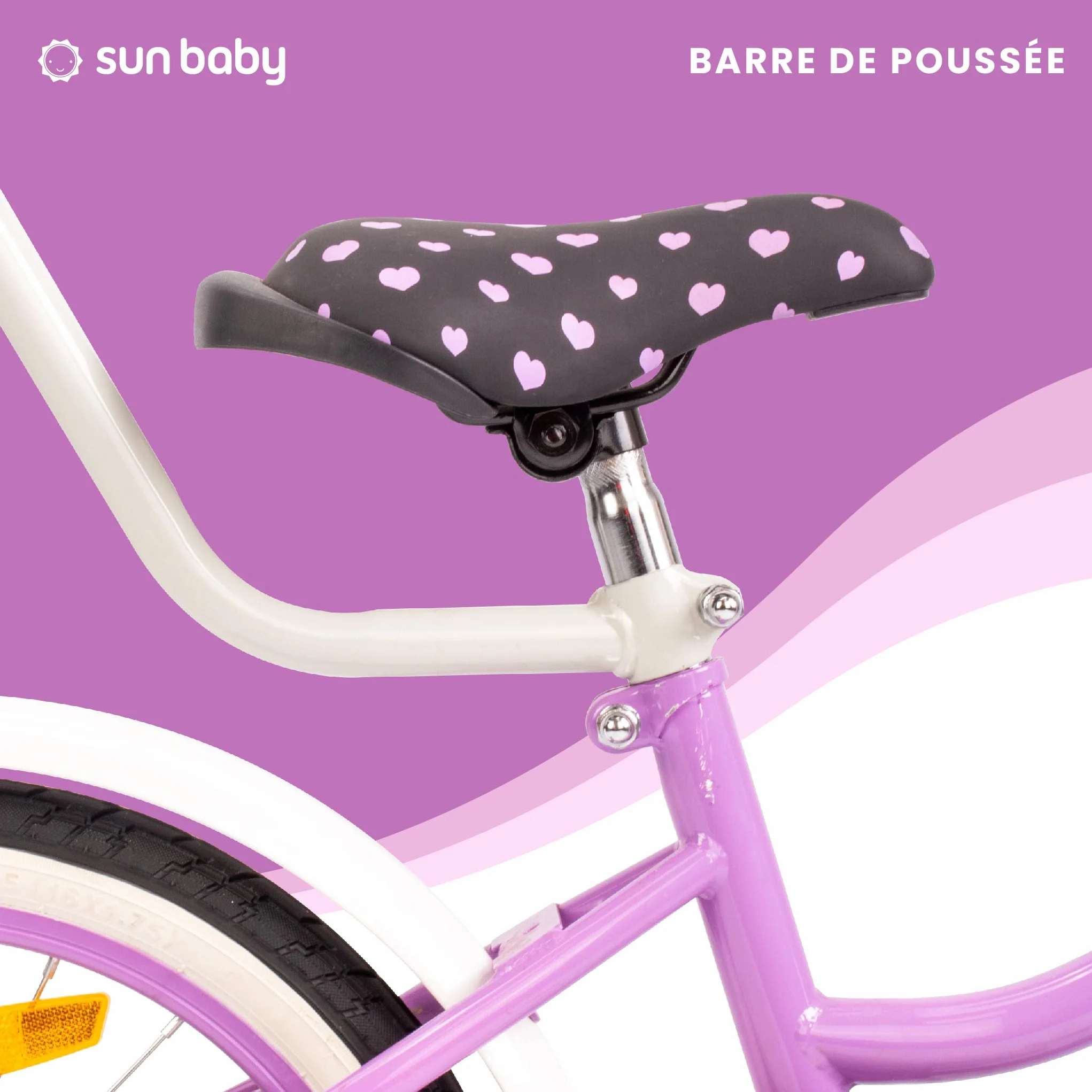 Vélo Enfant Fille 12/14/16 Pouces Sun Baby Heart avec Roulettes Stabilisatrices et Barre de Poussée