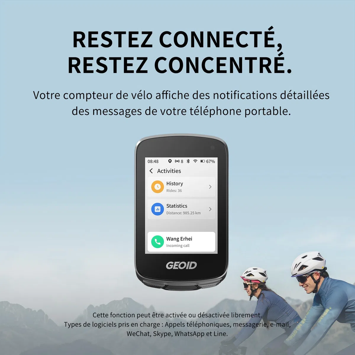GEOID CC700 Pro GPS Compteur Velo Touchscreen 2,8 Pouces avec Cartes Complètes – Compteur Vélo GPS sans Fil avec Navigation Carte, Ant+ & Bluetooth, IPX7 Étanche, 15-25H Autonomie