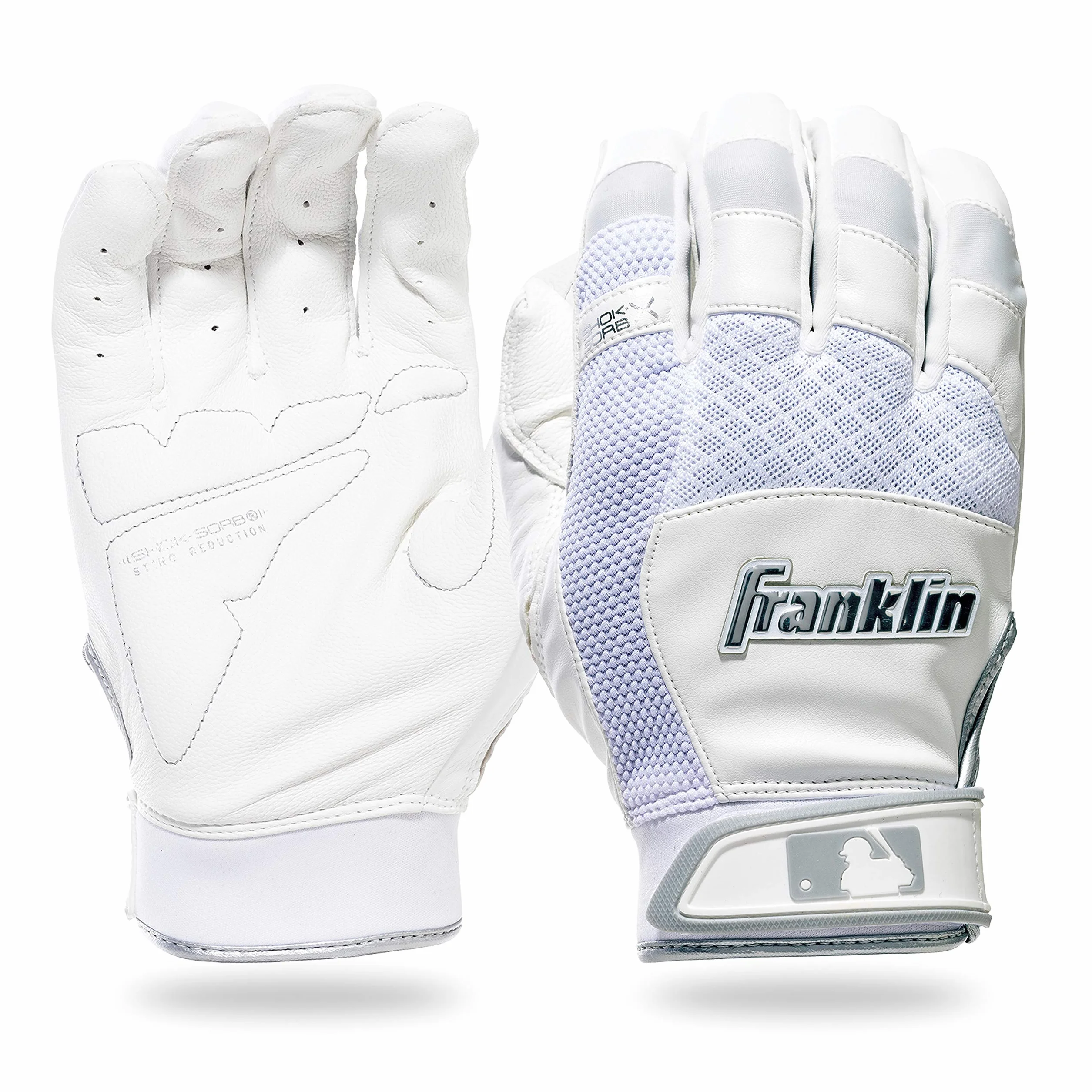 Franklin Sports MLB Shok-Sorb X Gants de frappeurs pour Baseball + Softball – Paire de Gants rembourrés Anti-piqûres pour Adultes et Jeunes – Plusieurs Couleurs et Tailles