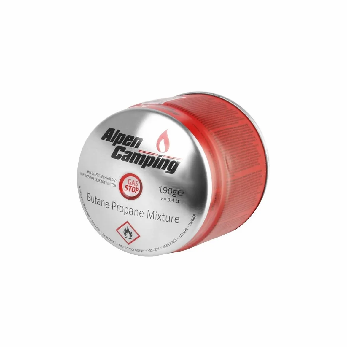 ALPEN CAMPING - Pack 18 Cartouches Gaz 190g Butane Propane Mix, Sécurité Stop Gaz Certifiée EN521, Recharge Universelle Perçable Type 200 pour Réchaud, Lampe à Souder & Camping