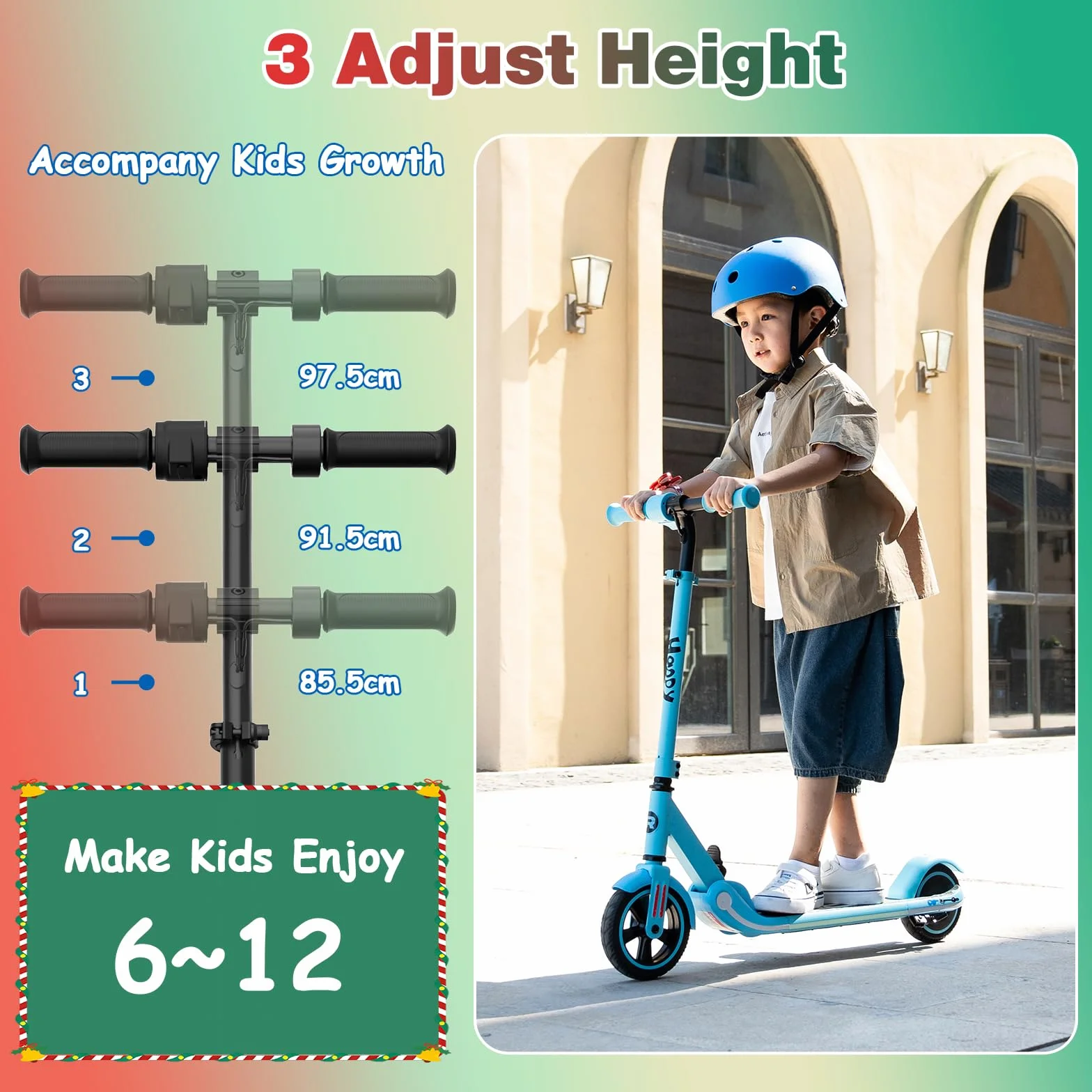RCB Trottinette électrique Enfant 6-12 Ans, Moteur 150W - Max 16Km/h - Lumière Arc-en-Ciel - Pliable - Affichage LED - Vitesse et Hauteur Réglables, Cadeau pour Enfants et Adolescents