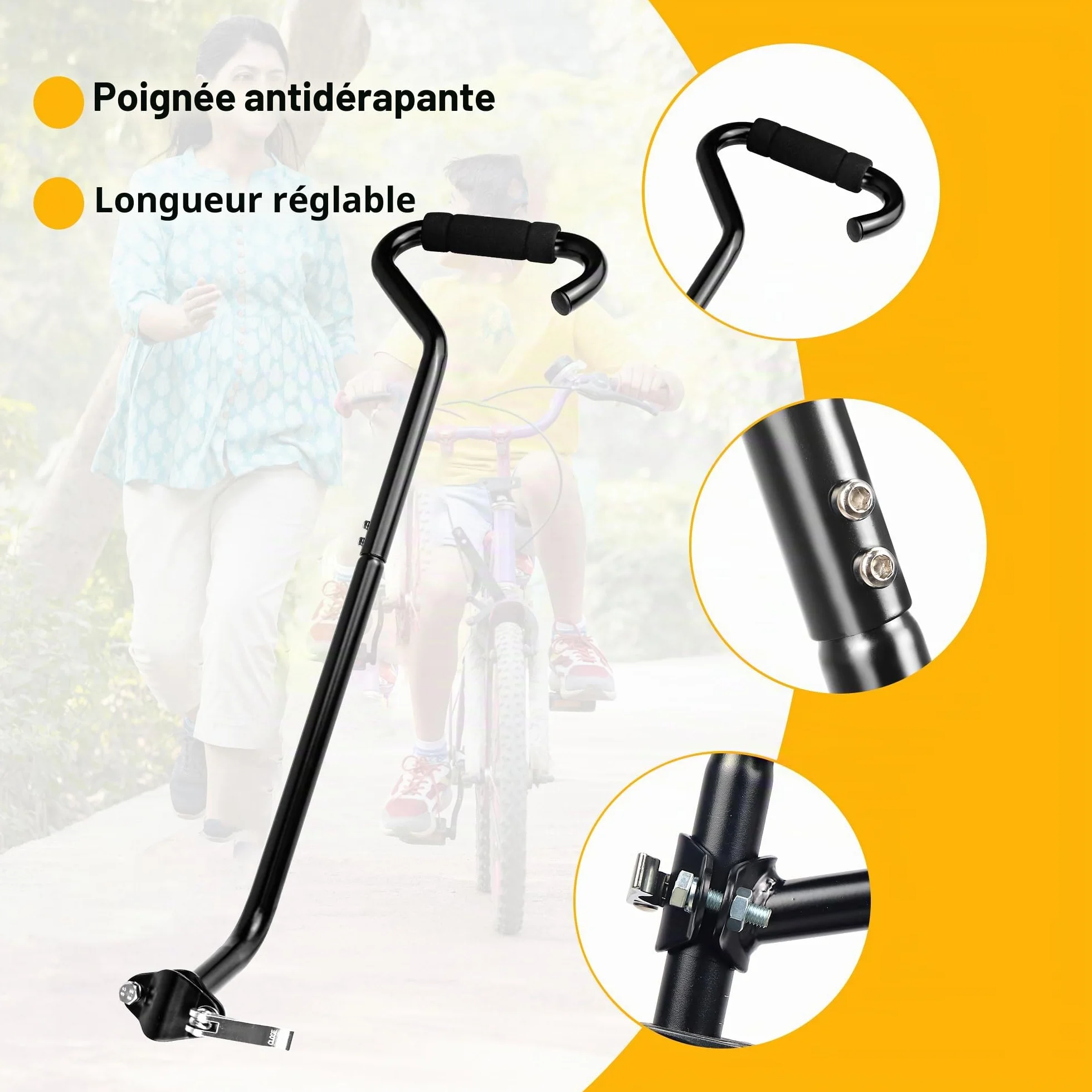 ZUKKA Barre de poussée d'entraînement de vélo pour enfant en alliage d'aluminium