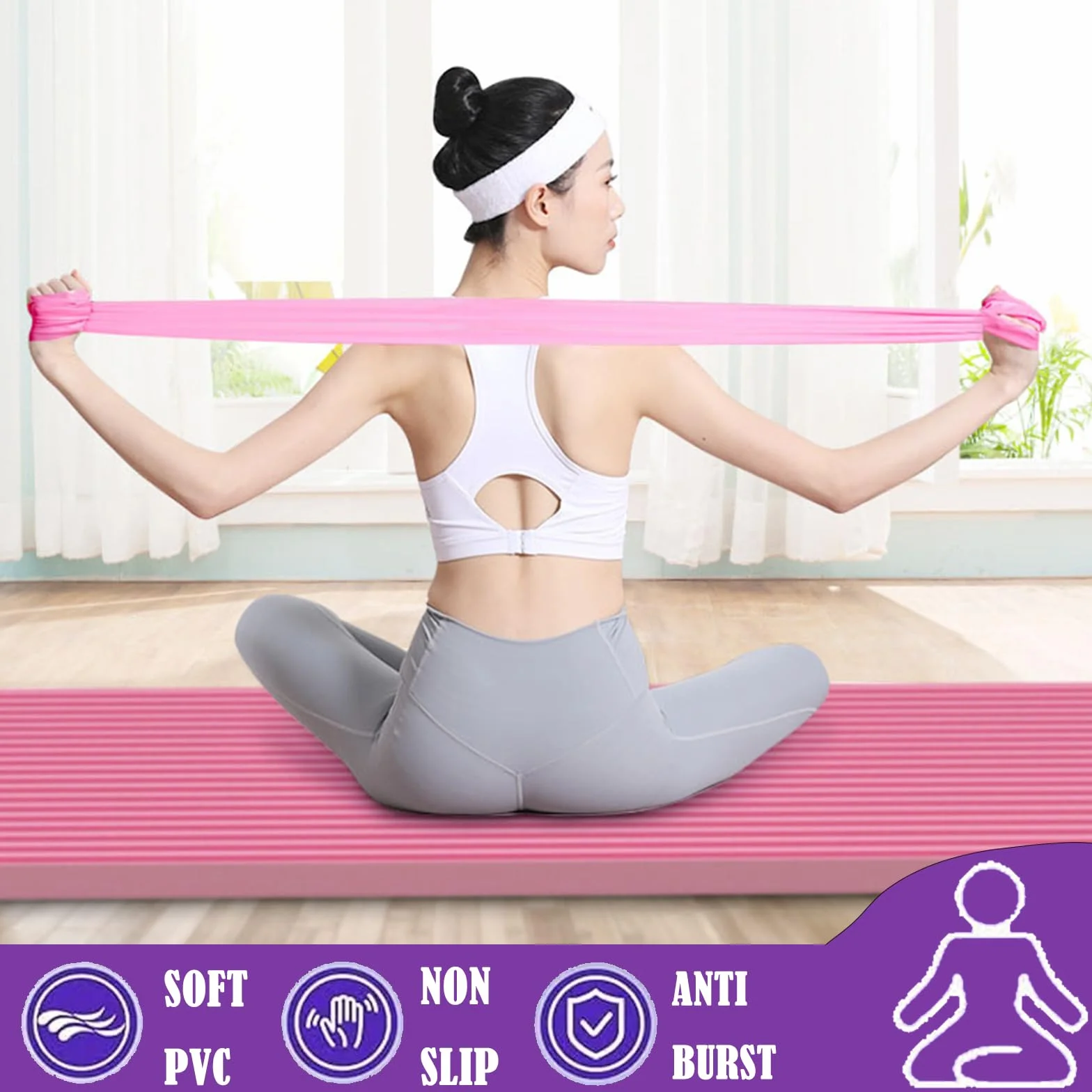 Kit Pilates Essentials pour Femmes, Kits De Pilates pour EntraîNements à Domicile, Ensembles De Yoga Portables, avec Ballon De Yoga 25 Cm, Bande RéSistance en Forme De 8