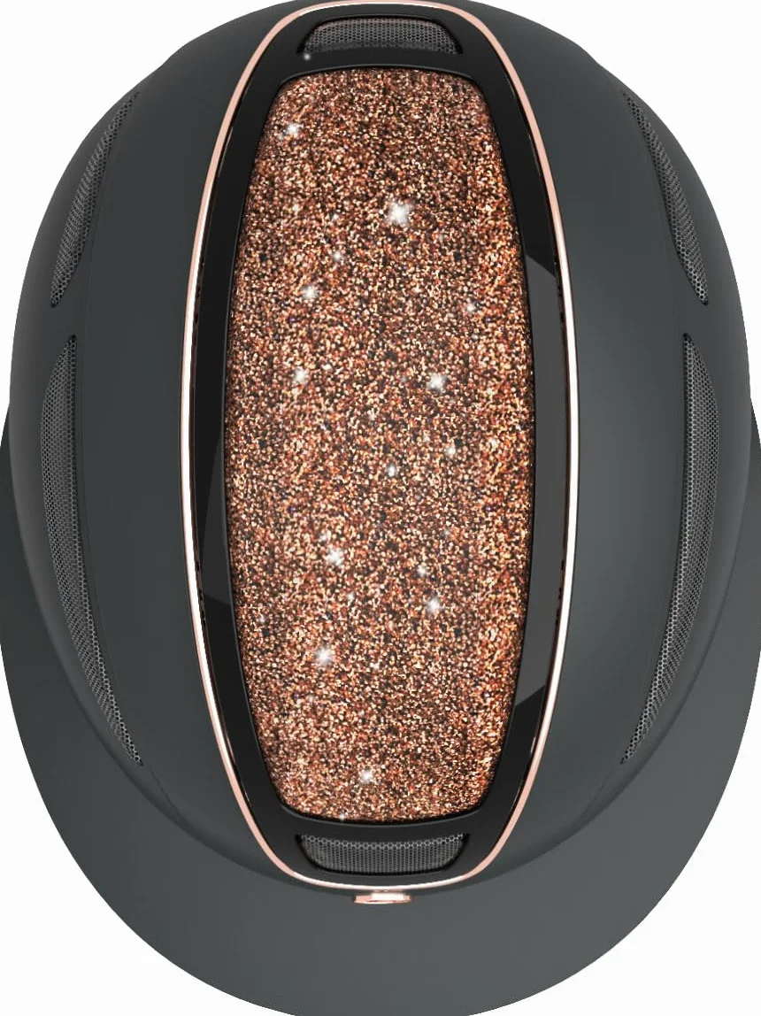 Covalliero Casque d'équitation Elite Polo Femme Enfant Résistant aux Chocs Visière Ventilation Système Disc Or Rose 56-58 cm