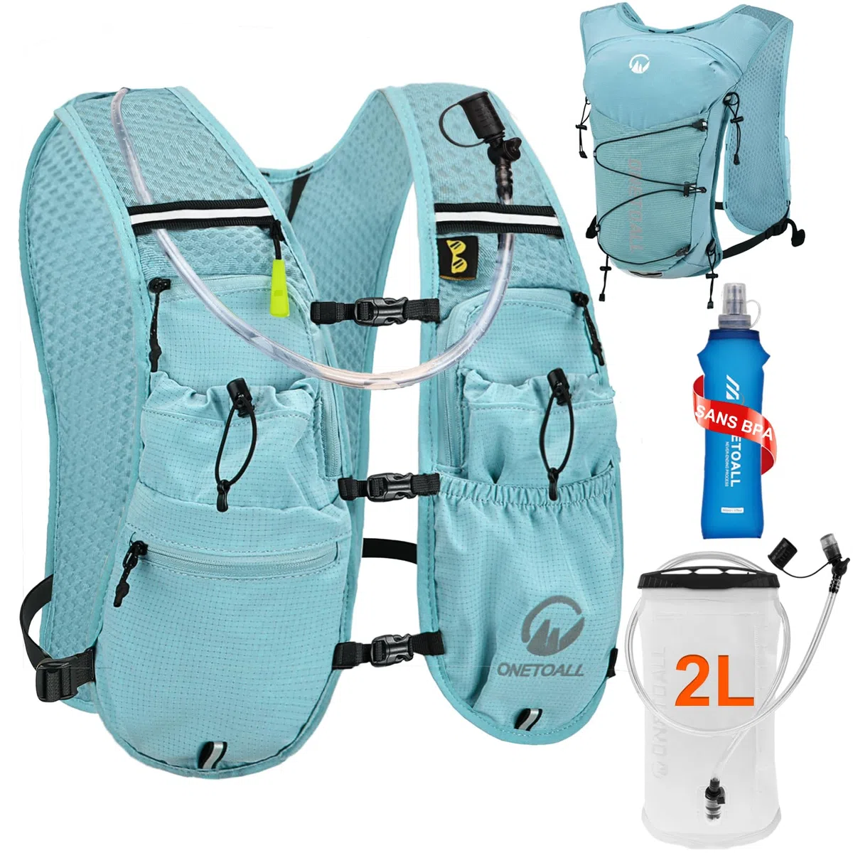 Gilet Hydratation Running Femme Est Un Gilet Course à Pied pour Trail et Randonnée, avec Poche à Eau 2L TPU et Flasque 500ml, Léger et Respirant pour Un Confort Optimal sans Rebond