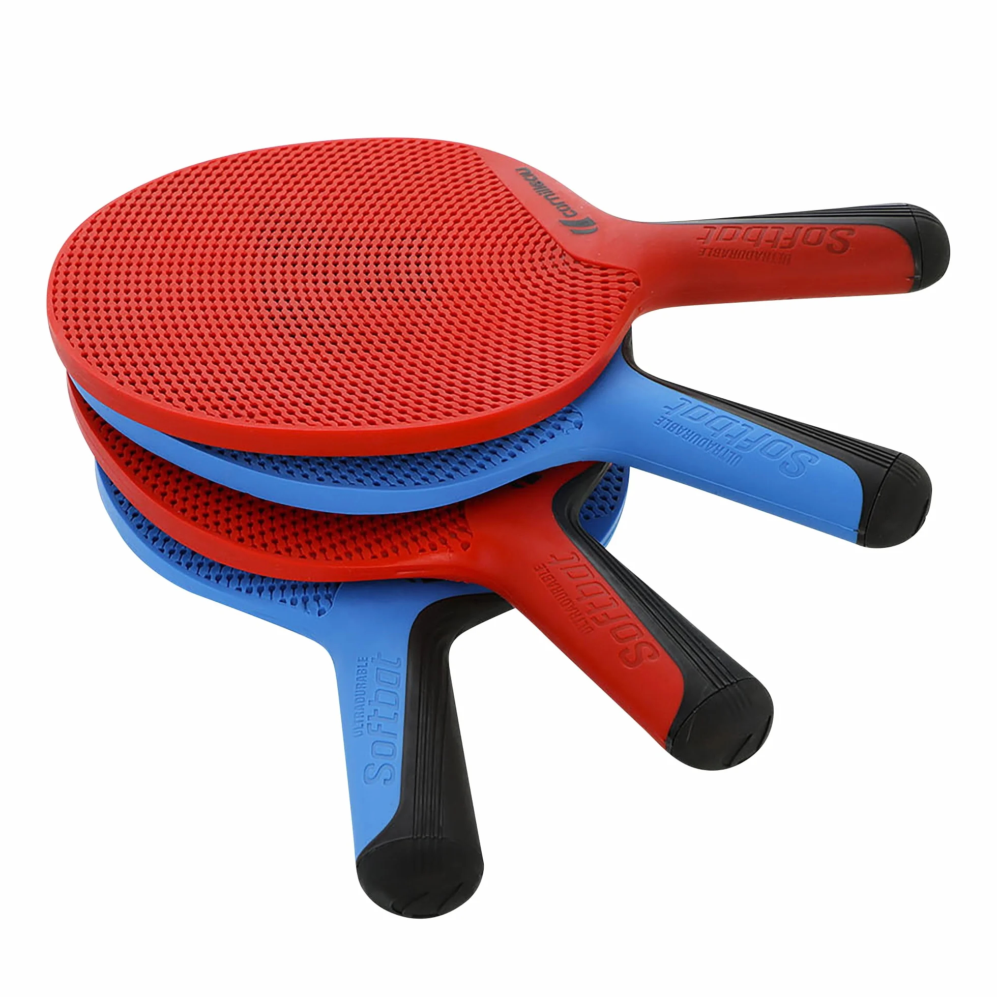 Cornilleau SOFTBAT Pack Quattro - 4 raquettes de ping-pong extérieur éco-conçues ultra durables + 4 balles