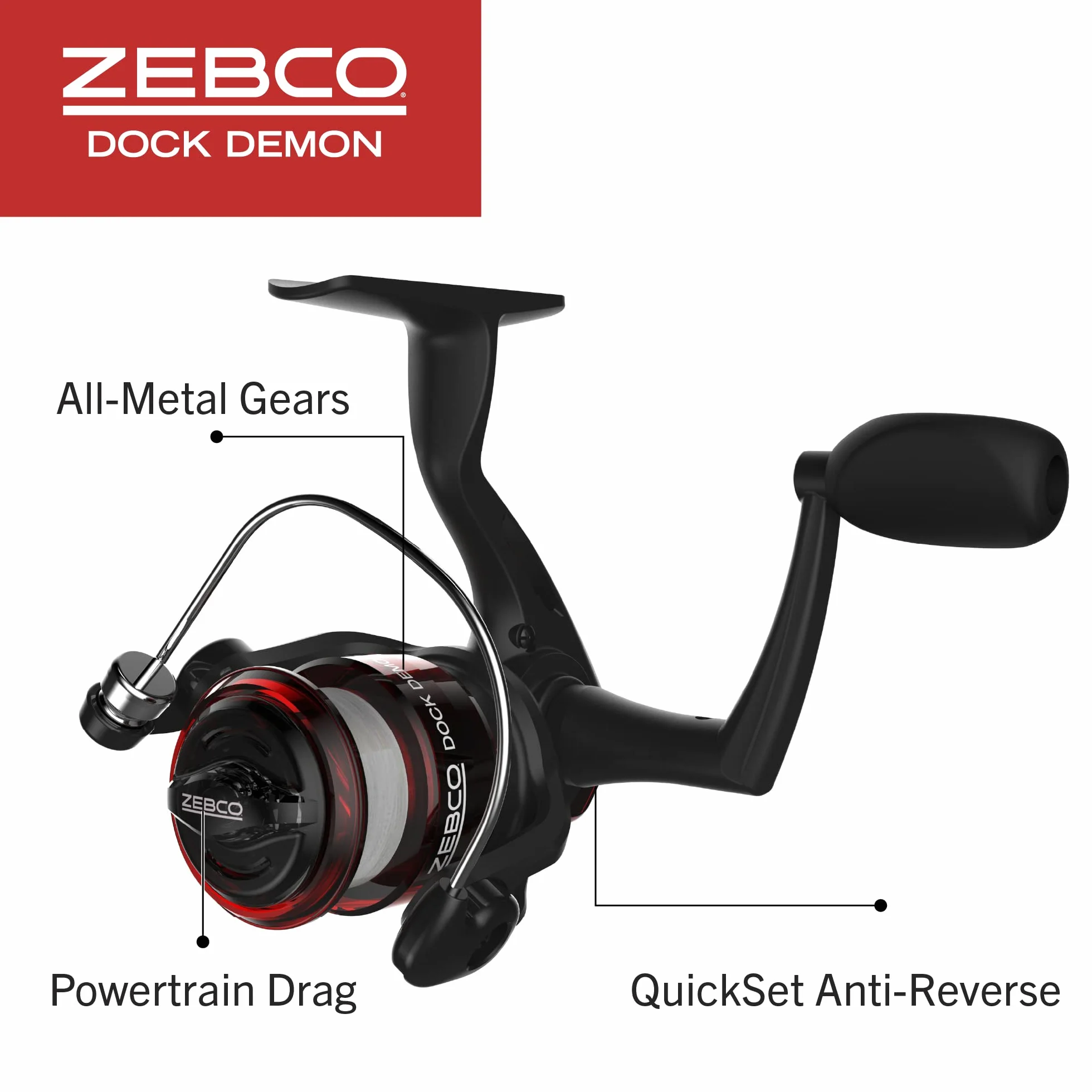 Zebco Dock Demon Moulinet à Lancer léger, Canne à pêche et Moulinet à Lancer léger, Canne en Fibre de Verre Durable de 76 cm, système Anti-Retour Quickset