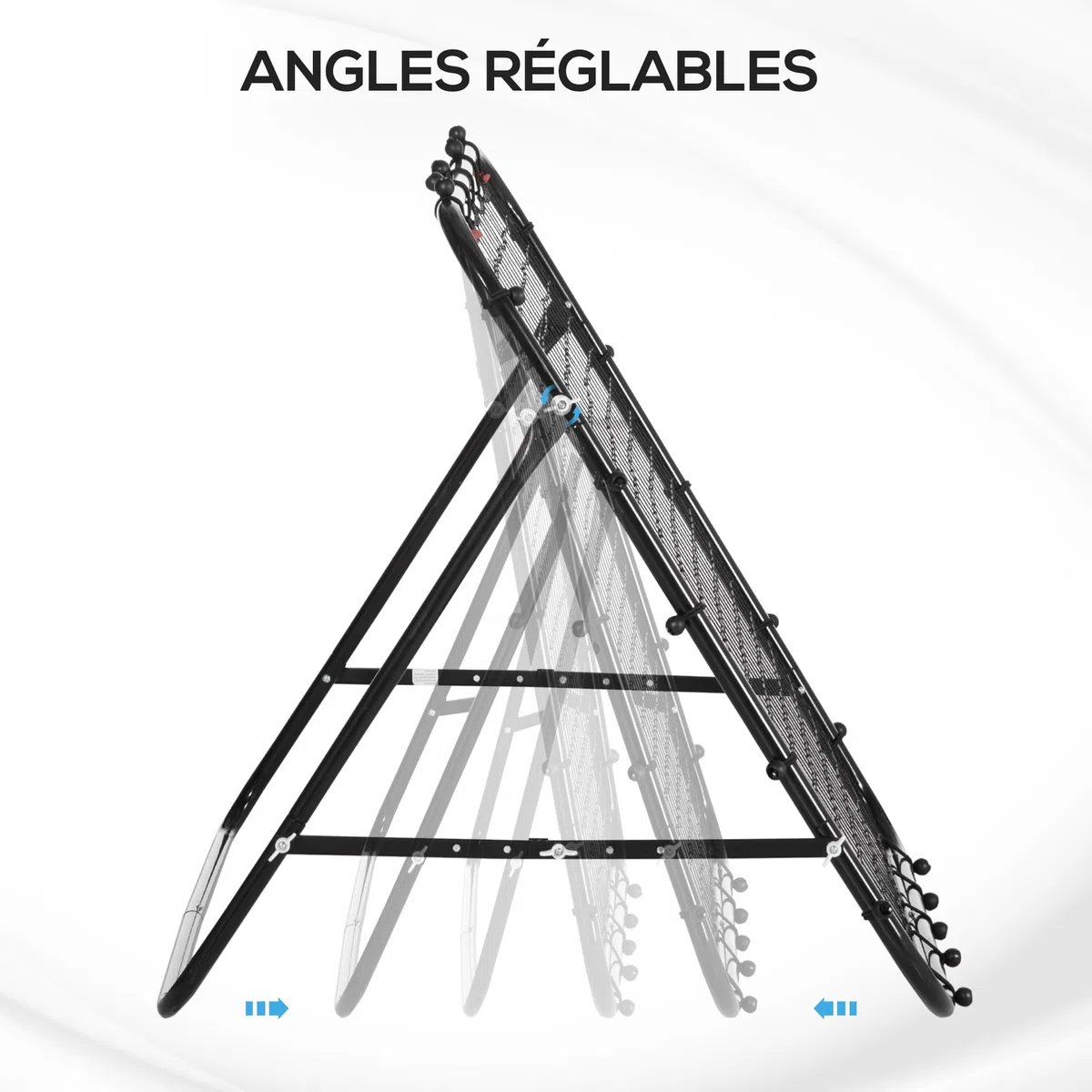 HOMCOM Filet de Rebond en métal avec Angle réglable 20 Cordes élastiques pour Football Tennis Handball 96 x 80 x 96 cm