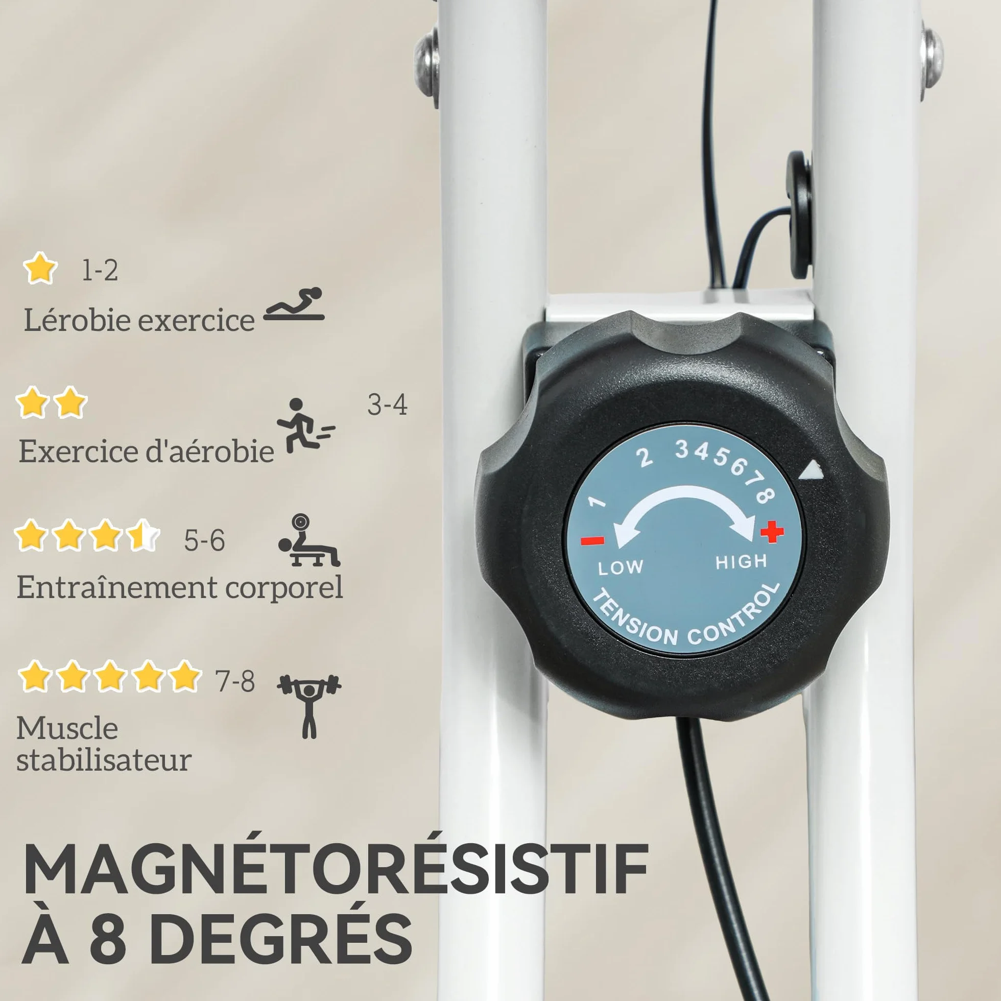 HOMCOM Vélo d'Appartement Magnétique Pliable - Collaboration Aosom.fr x FFHandball - Vélo de Fitness en X Silencieux pour Sport Maison et Cardio-training - Écran LCD & Capteur Pouls
