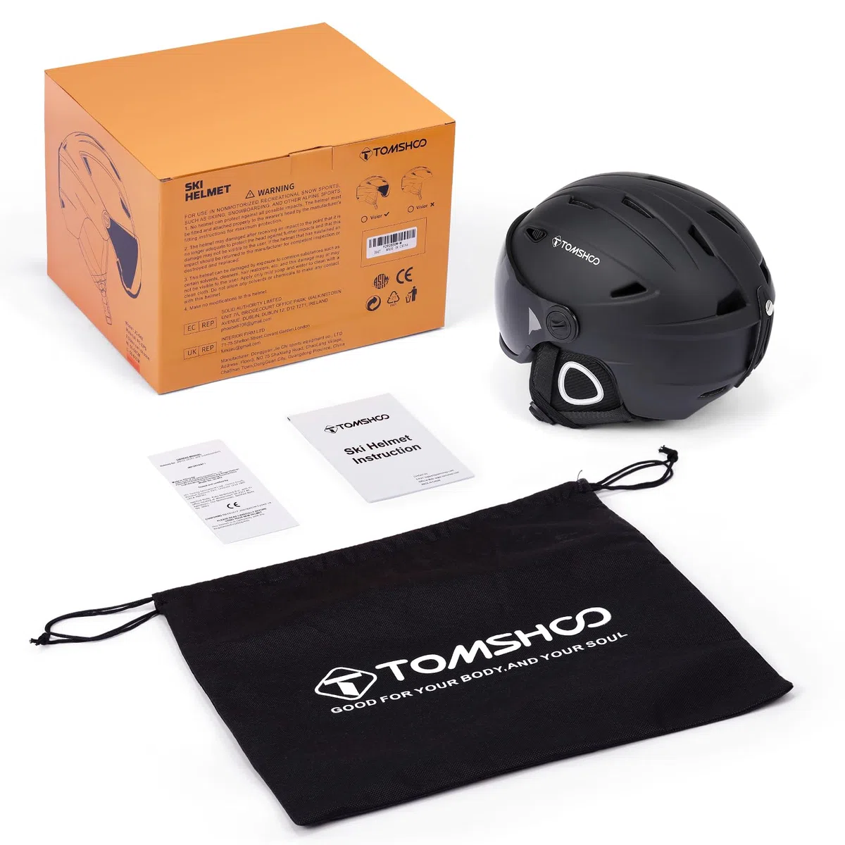 TOMSHOO Casque de Ski avec Visière Détachable, Casque de Snowboard pour Adulte Femme Homme Certifié Professionnel Casque de Neige avec Amovible intégré Visiere