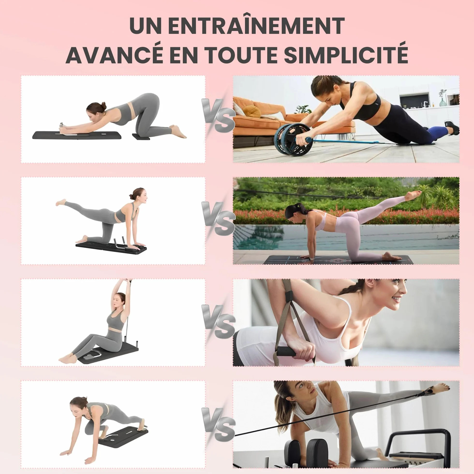 Extralink Pilates Reformer 6 en 1 Multifonctionnel Pliable Compact