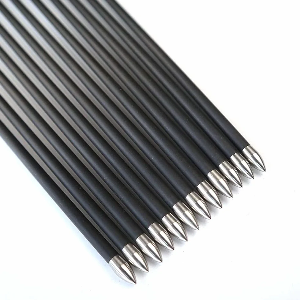 Diamètre Intérieur 4.2mm .165" Longueur Personnalisée Flèche Carbone 22-32 Pouces Spine 1500 pour Entraînement Chasse avec Encoche Rotative pour Arc à Poulies et Arc Classique Adulte Jeunesse 12pcs