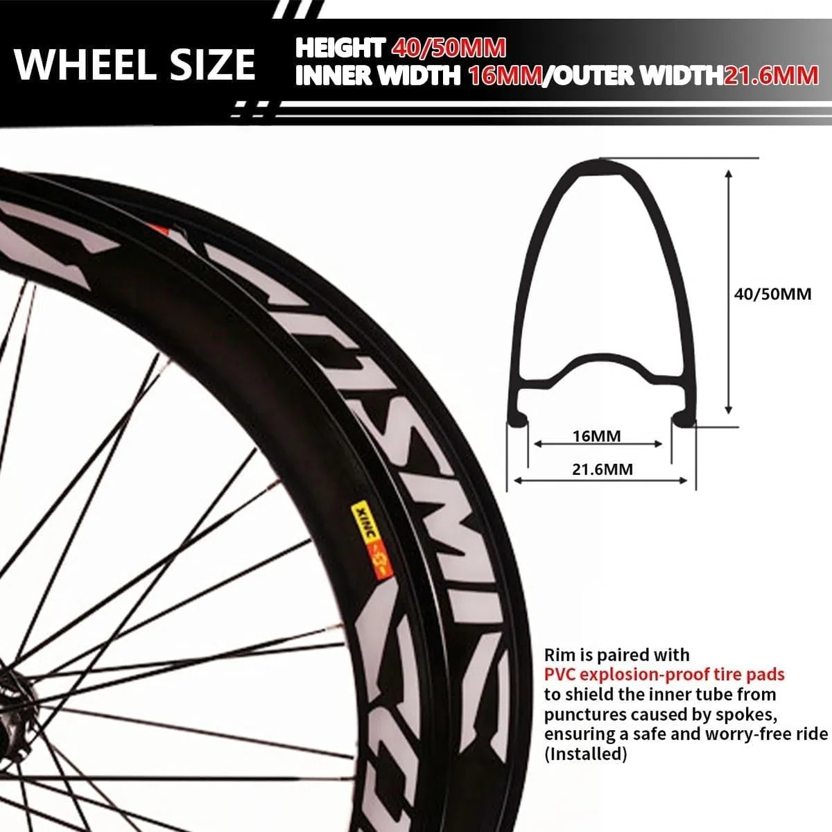 Roues Avant et arrière 700C pour vélo de Route, Freins V-Brake, Jantes 40/50 mm en Alliage d'aluminium, moyeux à Blocage Rapide pour Cassettes 7/8/9/10/11/12 Vitesses Rear Wheel,50mm