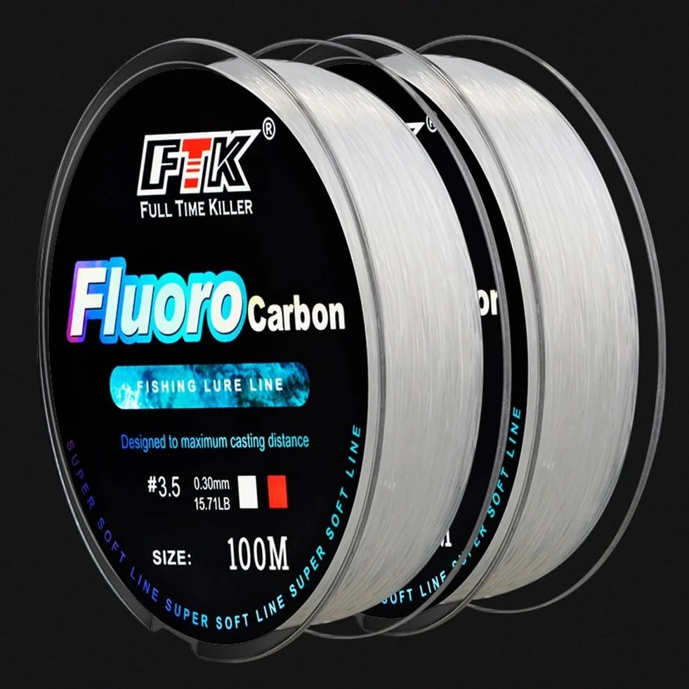 Ligne de pêche en fluorocarbone de 100 mètres pour une utilisation avec monofilament ou ligne principale tressée comme solution de ligne de ligne de terminal à faible visibilité