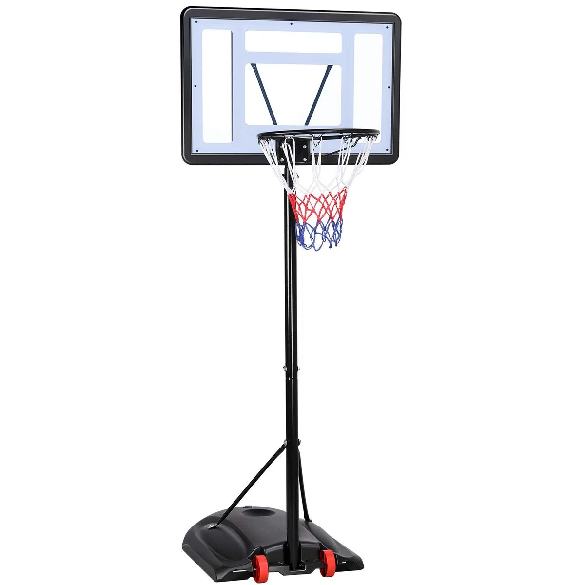 Yaheetech Panier de Basket sur Pied Exterieur Hauteur Réglable 219-279 cm Deux Roues avec Poteau Panneau Panier de Basket-Ball Remplir d’Eau ou de Sable Noir