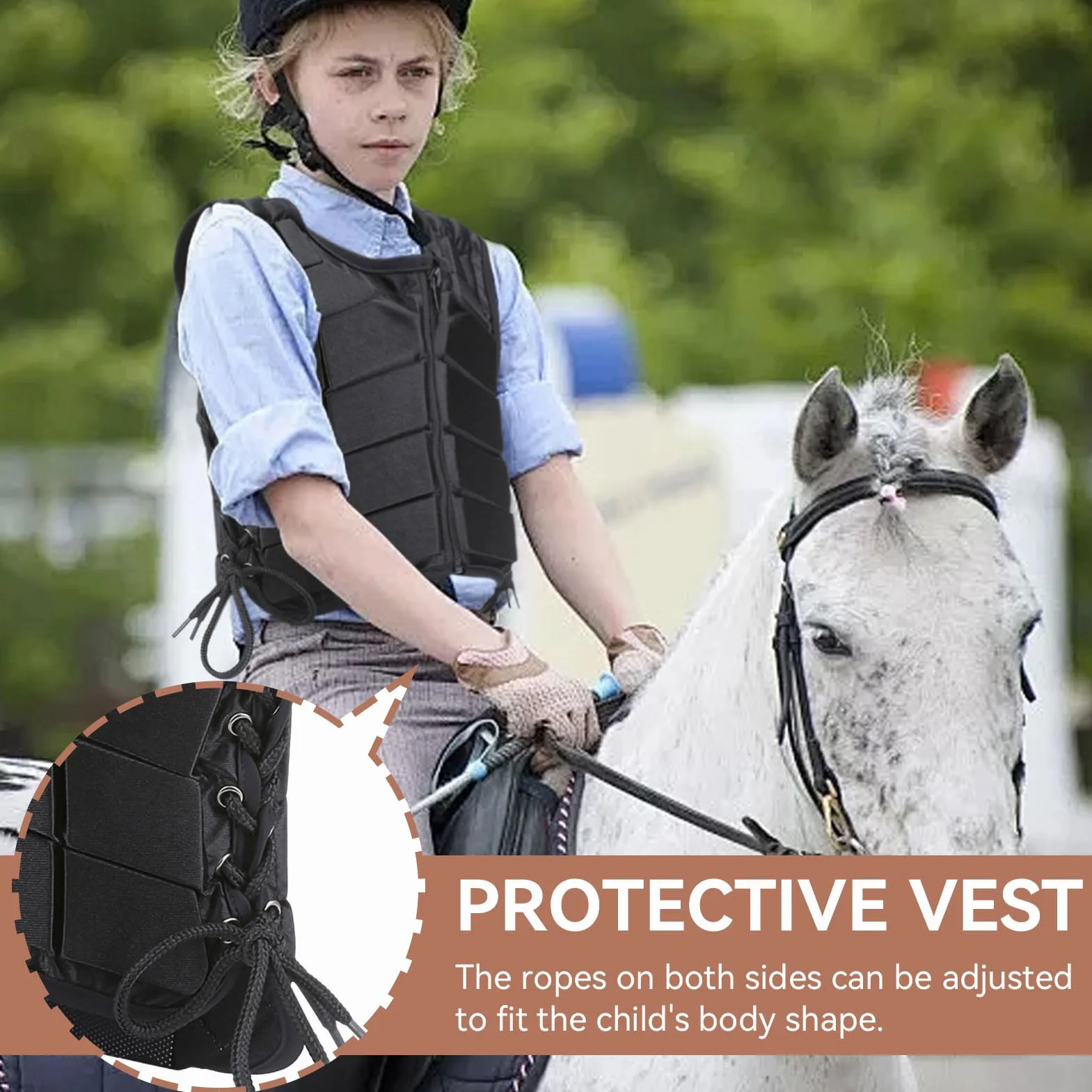 Gilet d'équitation, Gilet d'équitation, Gilet de Protection Equitation Enfant, Gilet d'équitation rembourré EVa, Protection du Corps, équipement de Protection Dorsale pour Enfants et Adultes