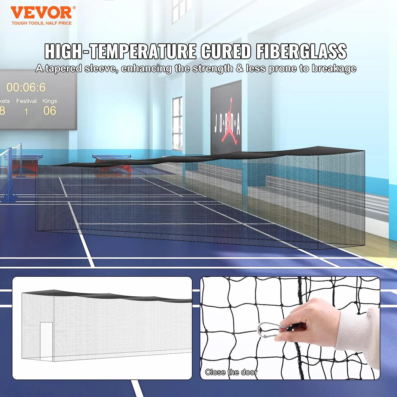 VEVOR Cage Frappeur de Baseball 21,7 m, Filet d'Entraînement Professionnel pour Frappeur de Softball, Cage de Lancer Portable avec Porte et Sac de Transport, Filet en PE Fermé Robuste Extérieur
