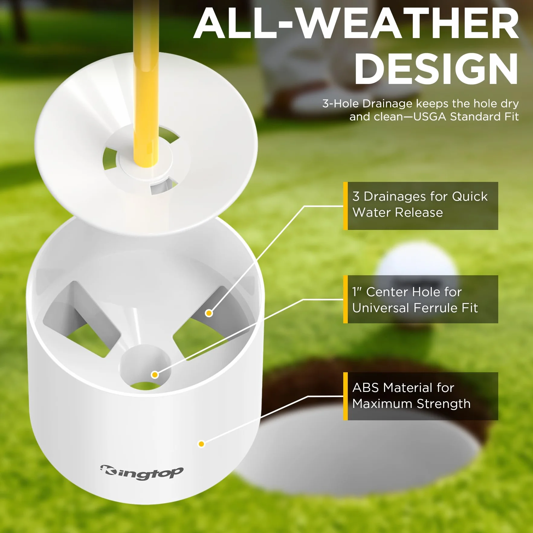 KINGTOP Drapeau de Pratique au Putting Vert, Drapeaux de Golf portatifs Blanc/Rouge en Option avec numéro 1, 2, 3 Disponibles, 4 Pack- Red Flags #1,2,3,4