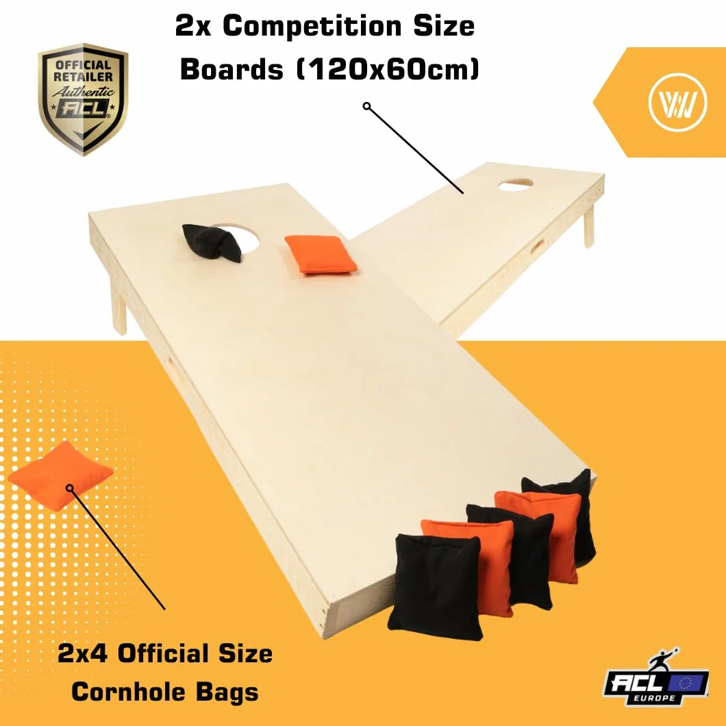 Set de Cornhole Wicked Wood 120x60 cm ACL Officiel 8 Sacs Extérieur