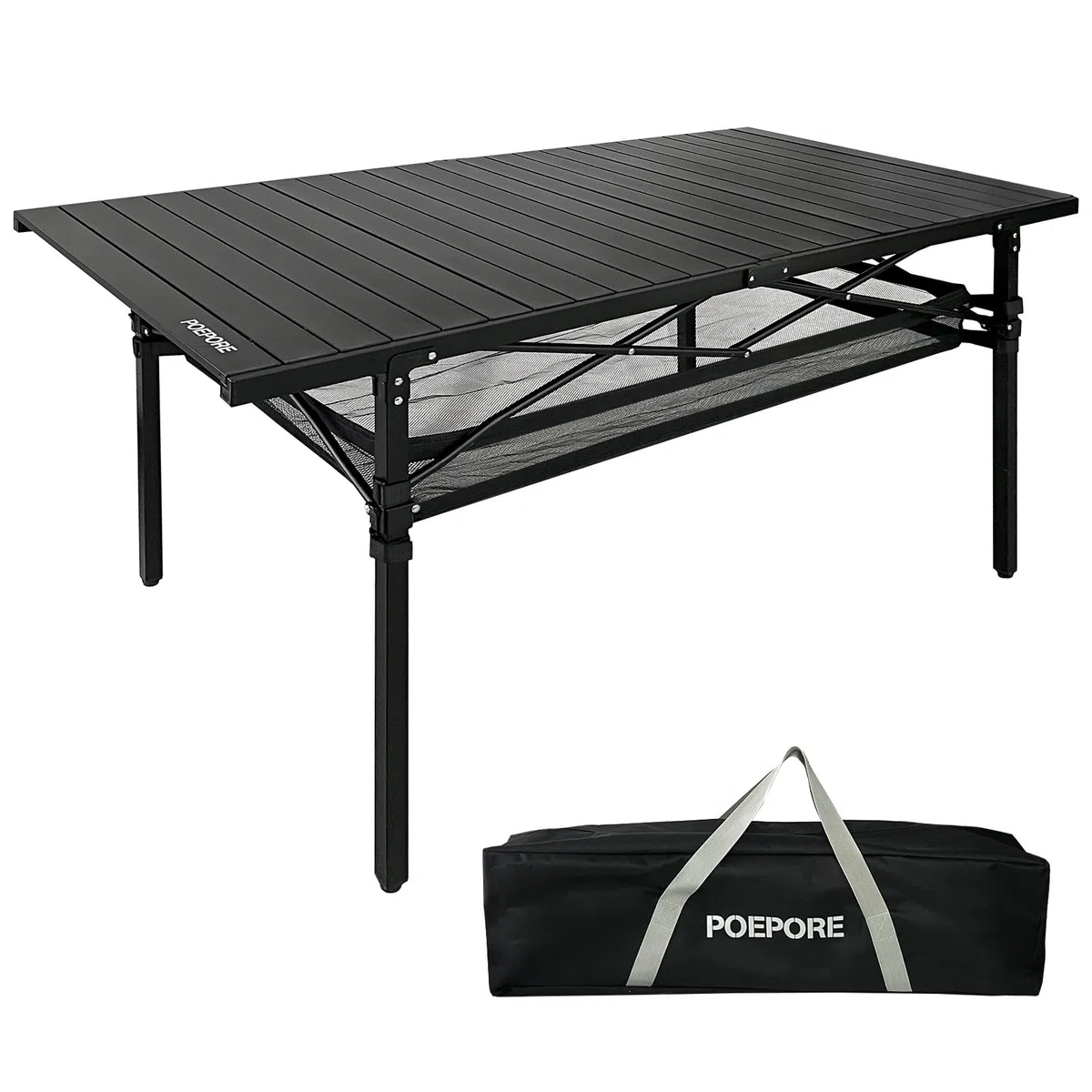 Table de Camping Pliante en Aluminium pour 4-6 Personnes Table Pliante Exterieur Charge Maximale 80 kg avec Poches en Filet pour Jardin Pique-Nique Plage Terrasse 140 x 70 x 70cm Noir