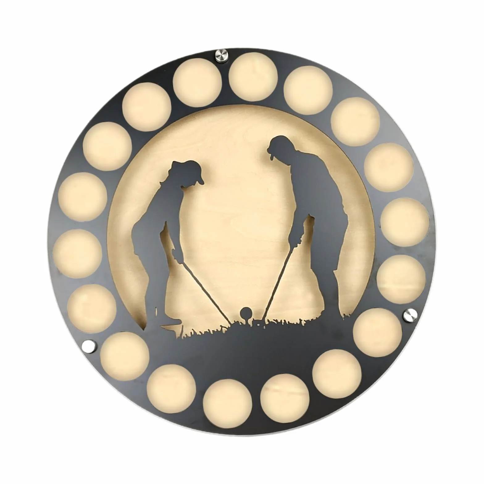 perfk Présentoir de Balle de Golf, étui de Collection de Balles pour 18 Balles de Golf, Balle de Golf En Bois Support de Rangement Mural Suspendu Rond, Style D