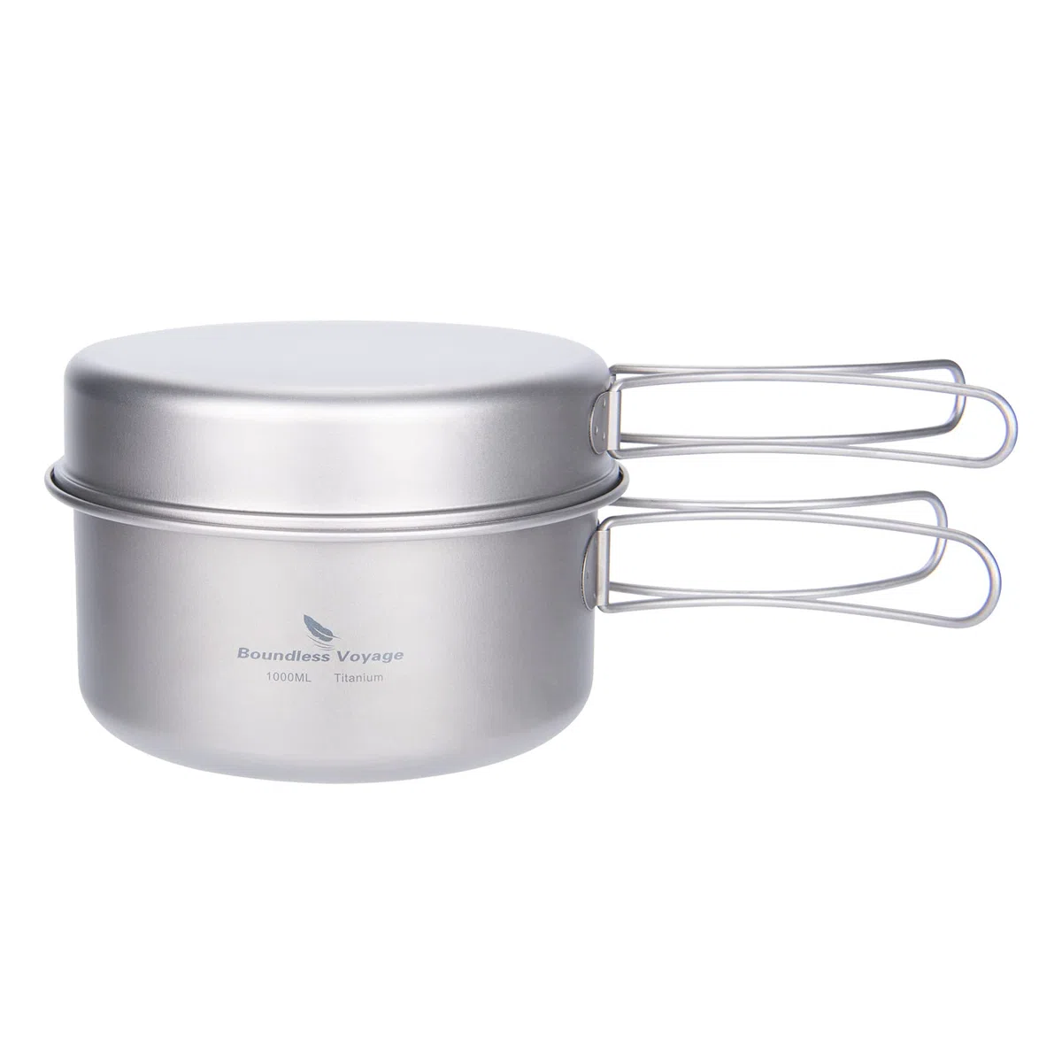 iBasingo Ensemble de Poêles en Titane Kit de Cuisine de Camping Ustensiles de Cuisine de Randonnée de Voyage Ensemble D'assiettes pour Bols de 1000ml et 500ml pour 1 Homme Ti2042C